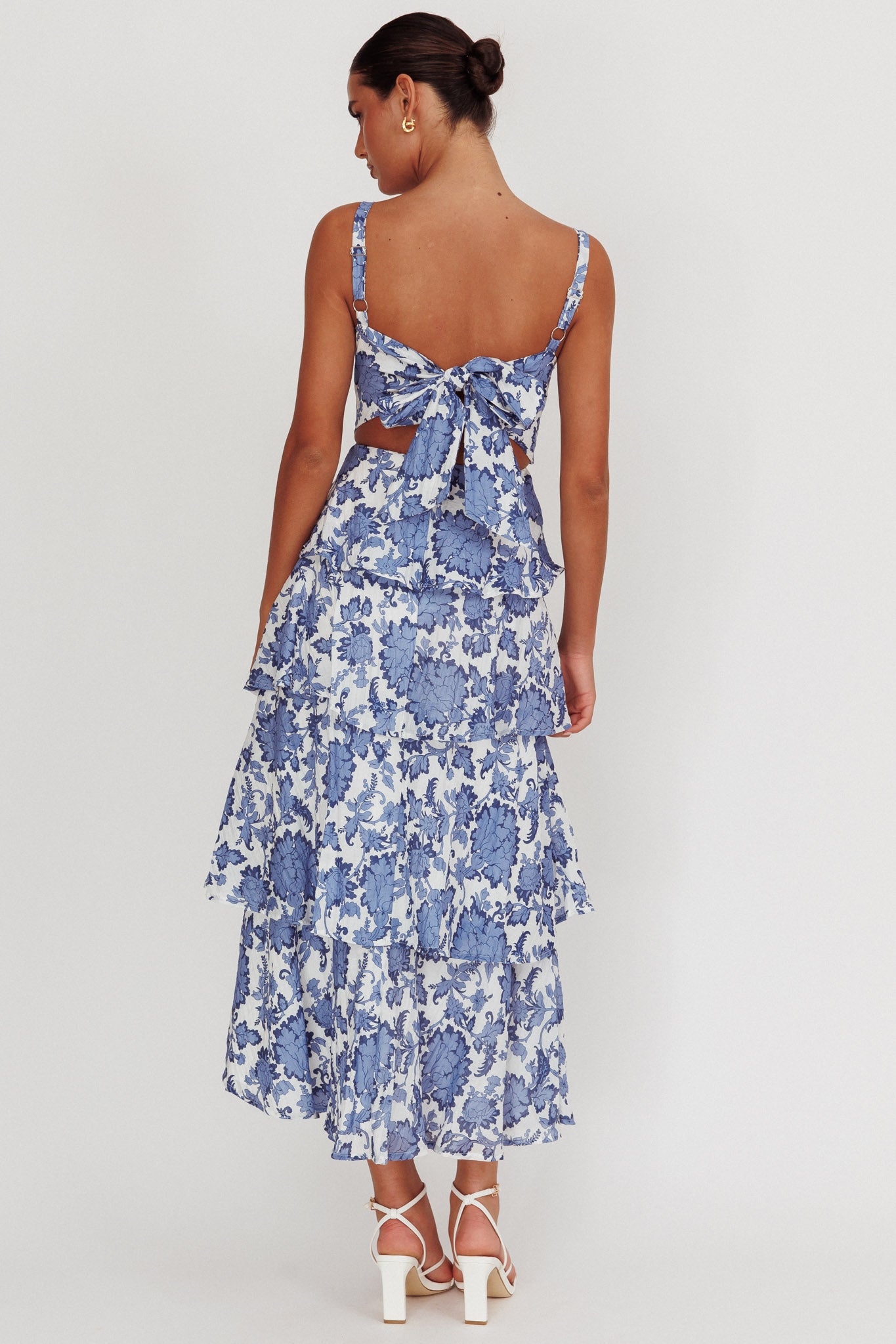 Provence Bloom Tiered Maxi Dress Floral Blue by Selfie Leslie