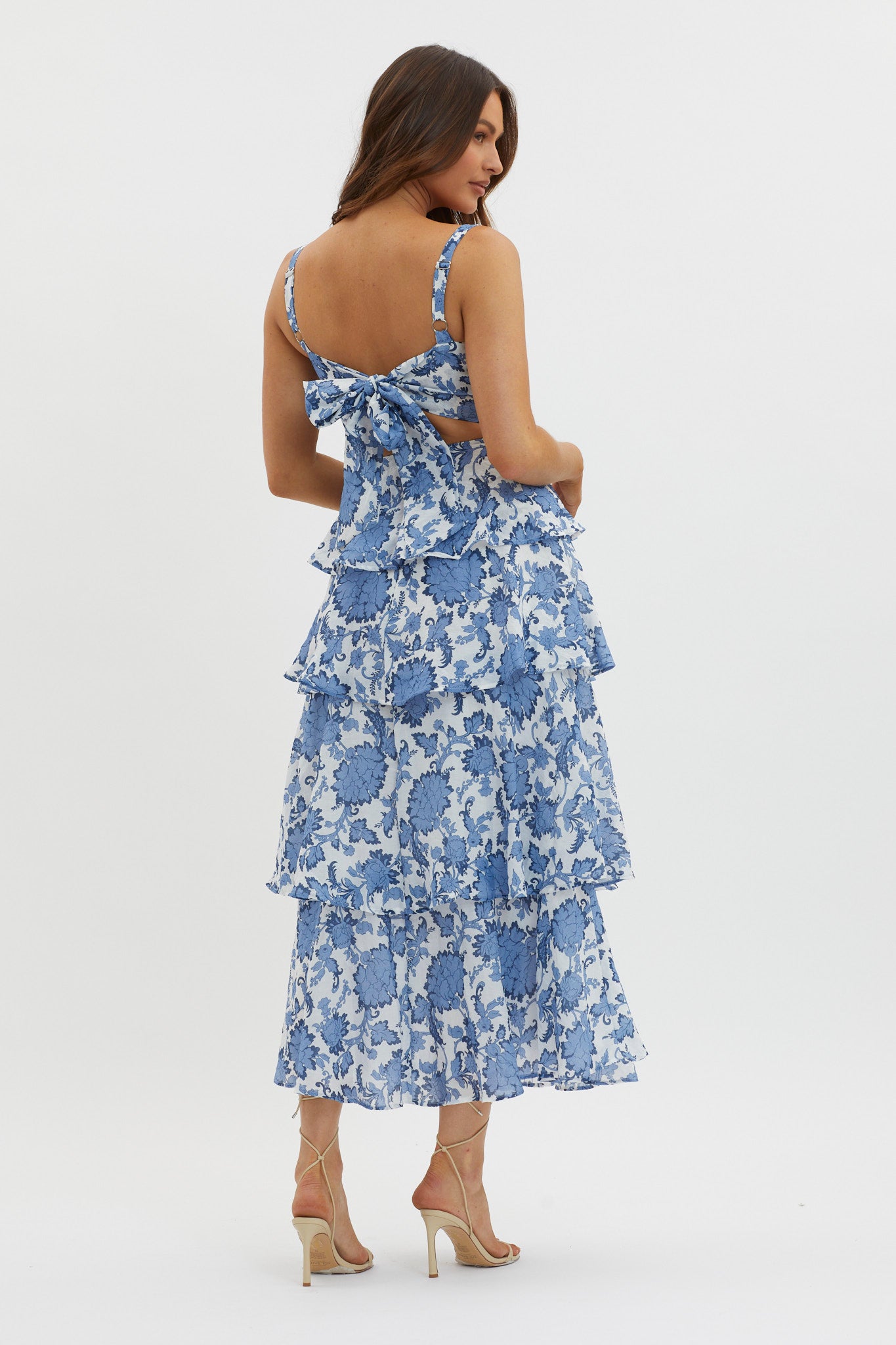 Provence Bloom Tiered Maxi Dress Floral Blue by Selfie Leslie