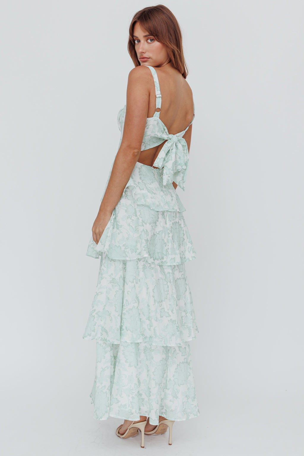 Provence Bloom Tiered Maxi Dress Floral Sage by Selfie Leslie