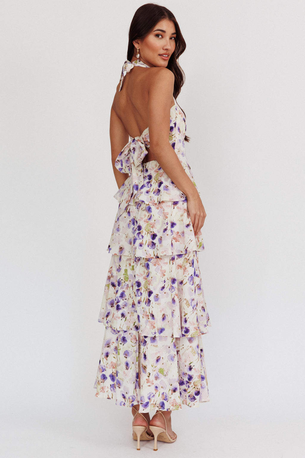 Provence Bloom Tiered Halterneck Dress Blue by Selfie Leslie