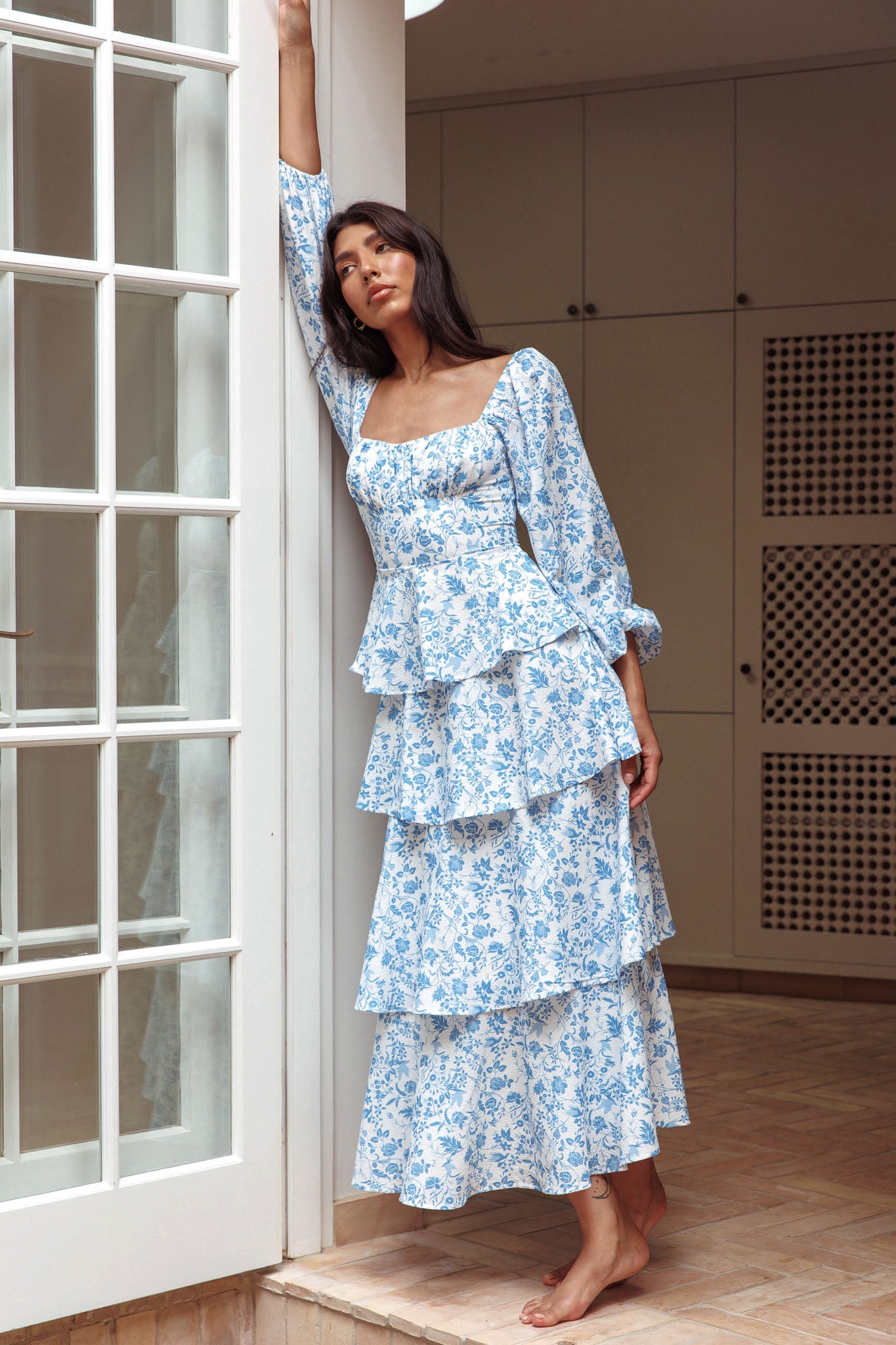 Provence Bloom Long Sleeve Maxi Dress Floral Blue | Selfie Leslie Provence Bloom Long Sleeve Maxi Dress Floral Blue | Selfie Leslie