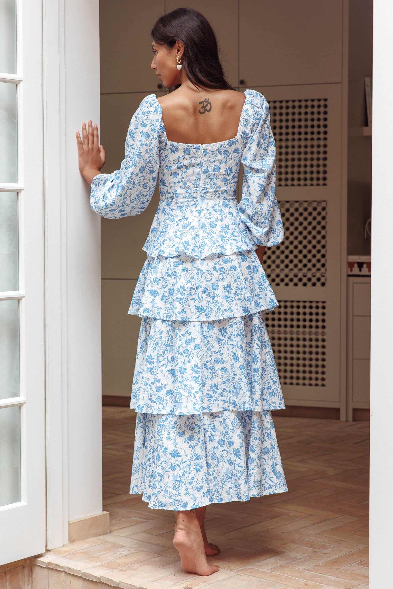Provence Bloom Long Sleeve Maxi Dress Floral Blue by Selfie Leslie