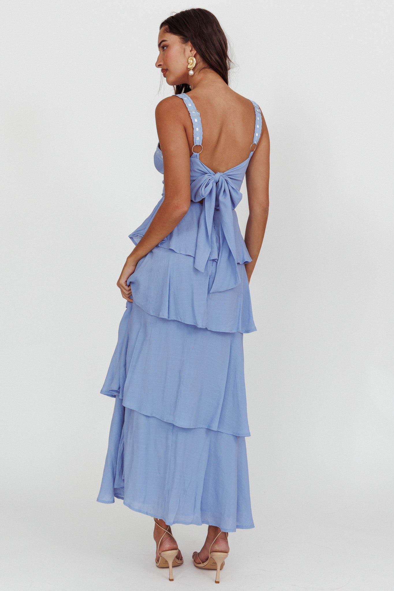 Provence Bloom Tiered Ruffle Maxi Dress Blue by Selfie Leslie