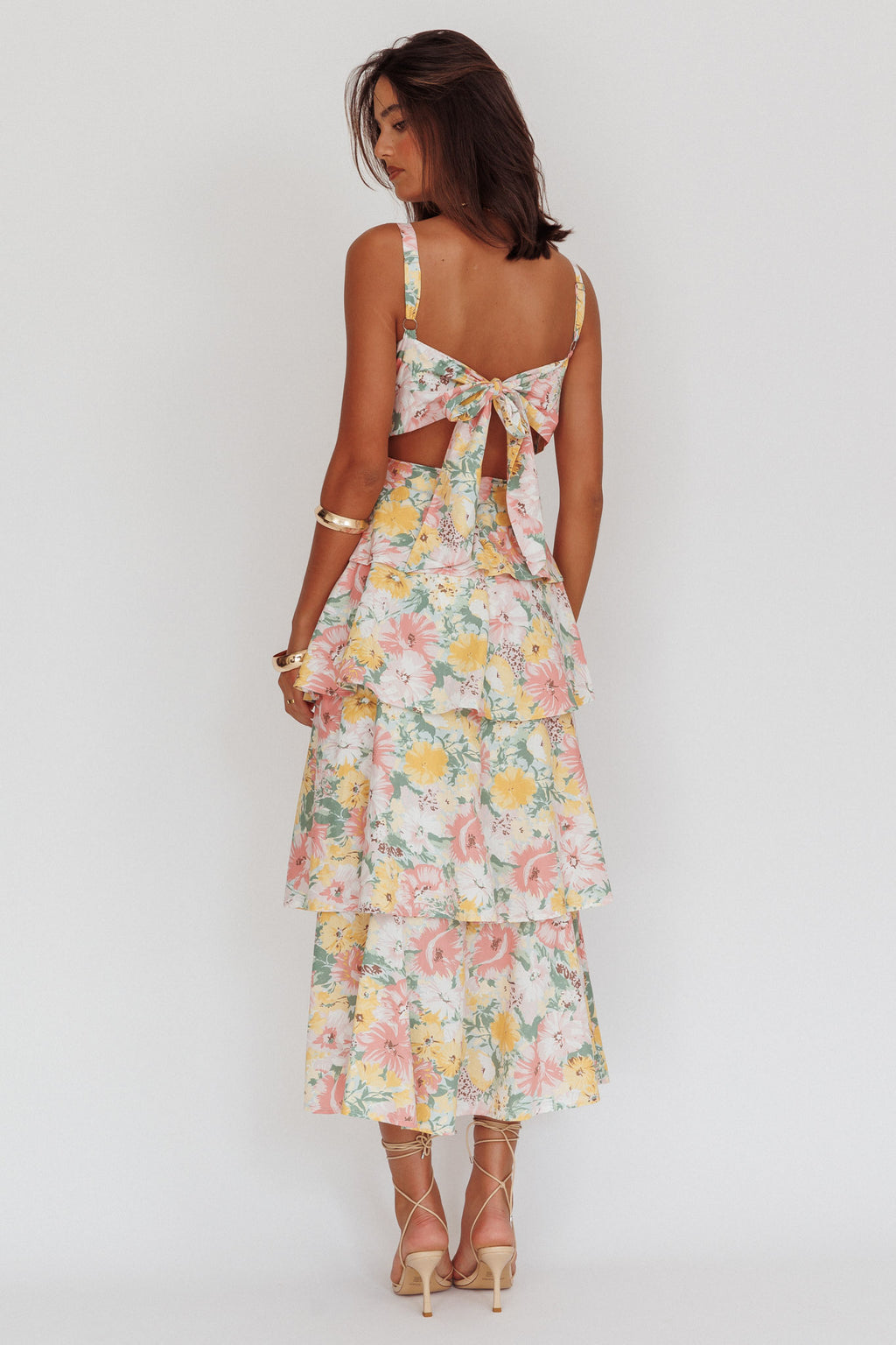 Provence Bloom Tiered Ruffle Maxi Dress Floral by Selfie Leslie