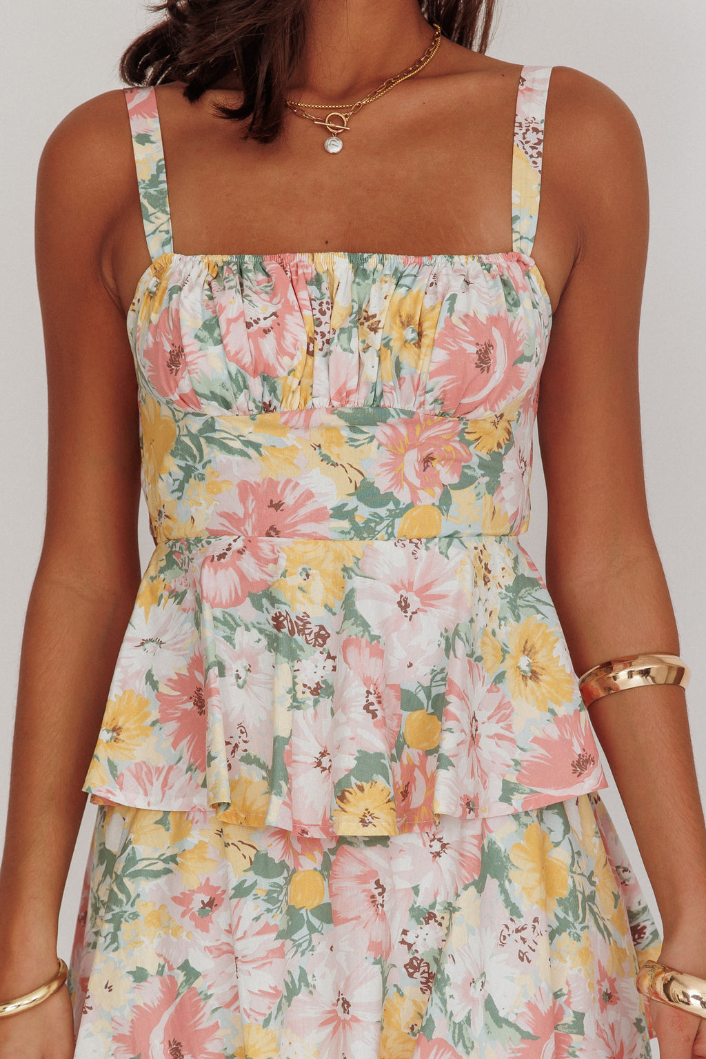 provence bloom tiered midi dress floral blue Provence Bloom Tiered Midi Dress Floral Green