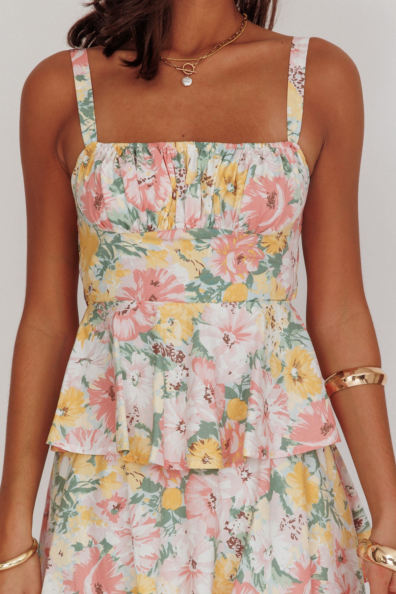 Provence Bloom Tiered Ruffle Maxi Dress Floral by Selfie Leslie