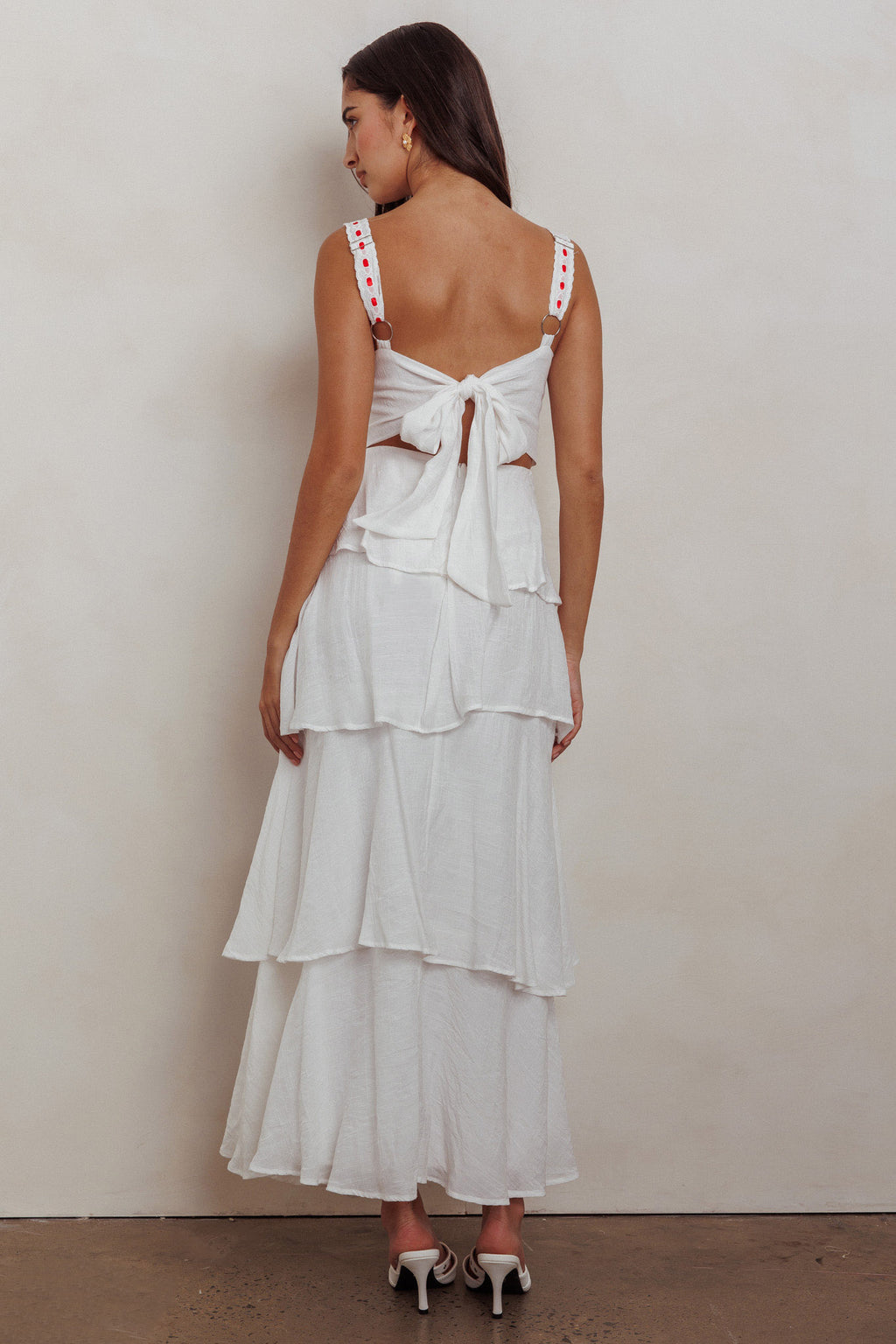 Provence Bloom Tiered Ruffle Maxi Dress Off White by Selfie Leslie