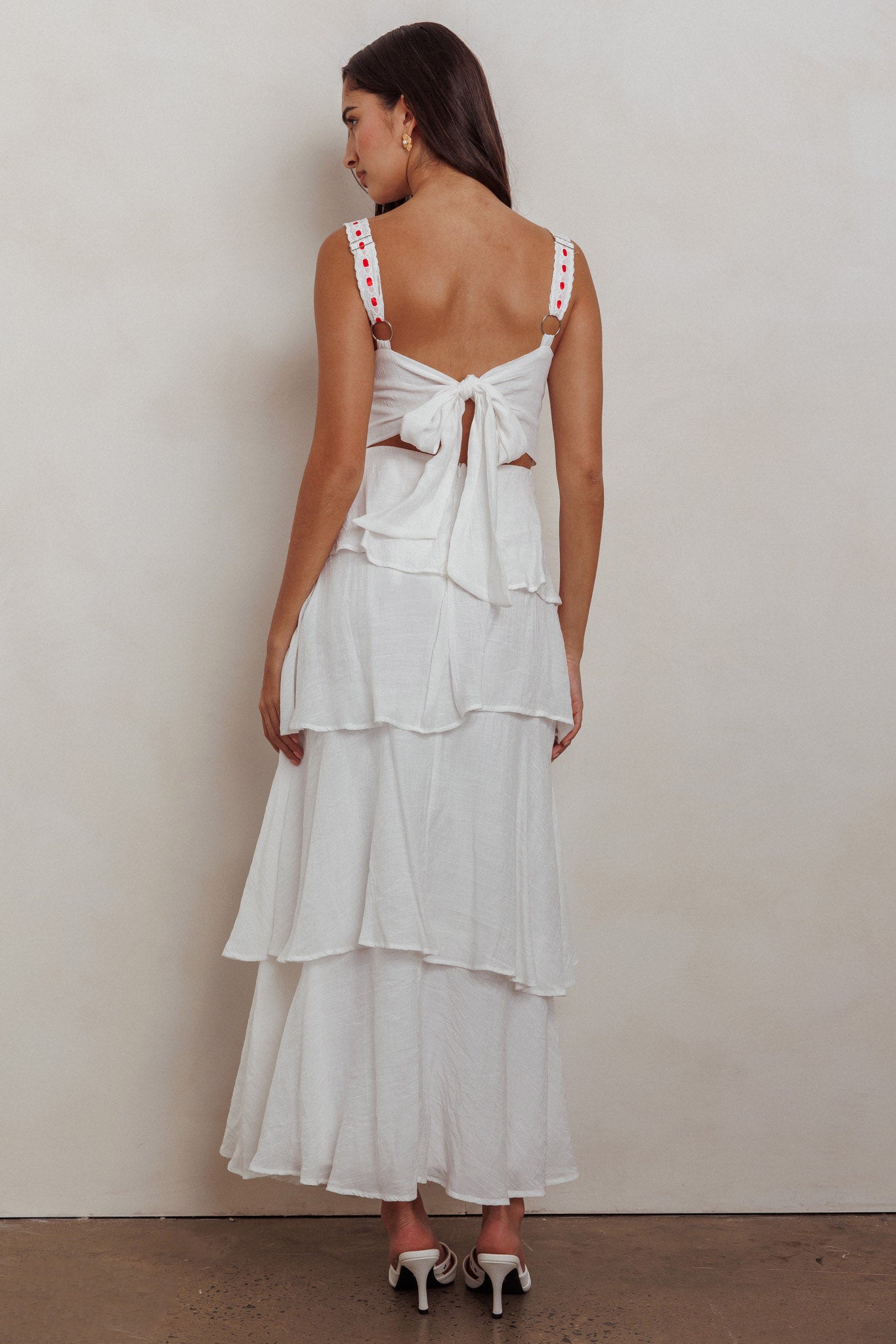 Provence Bloom Tiered Ruffle Maxi Dress Off White by Selfie Leslie