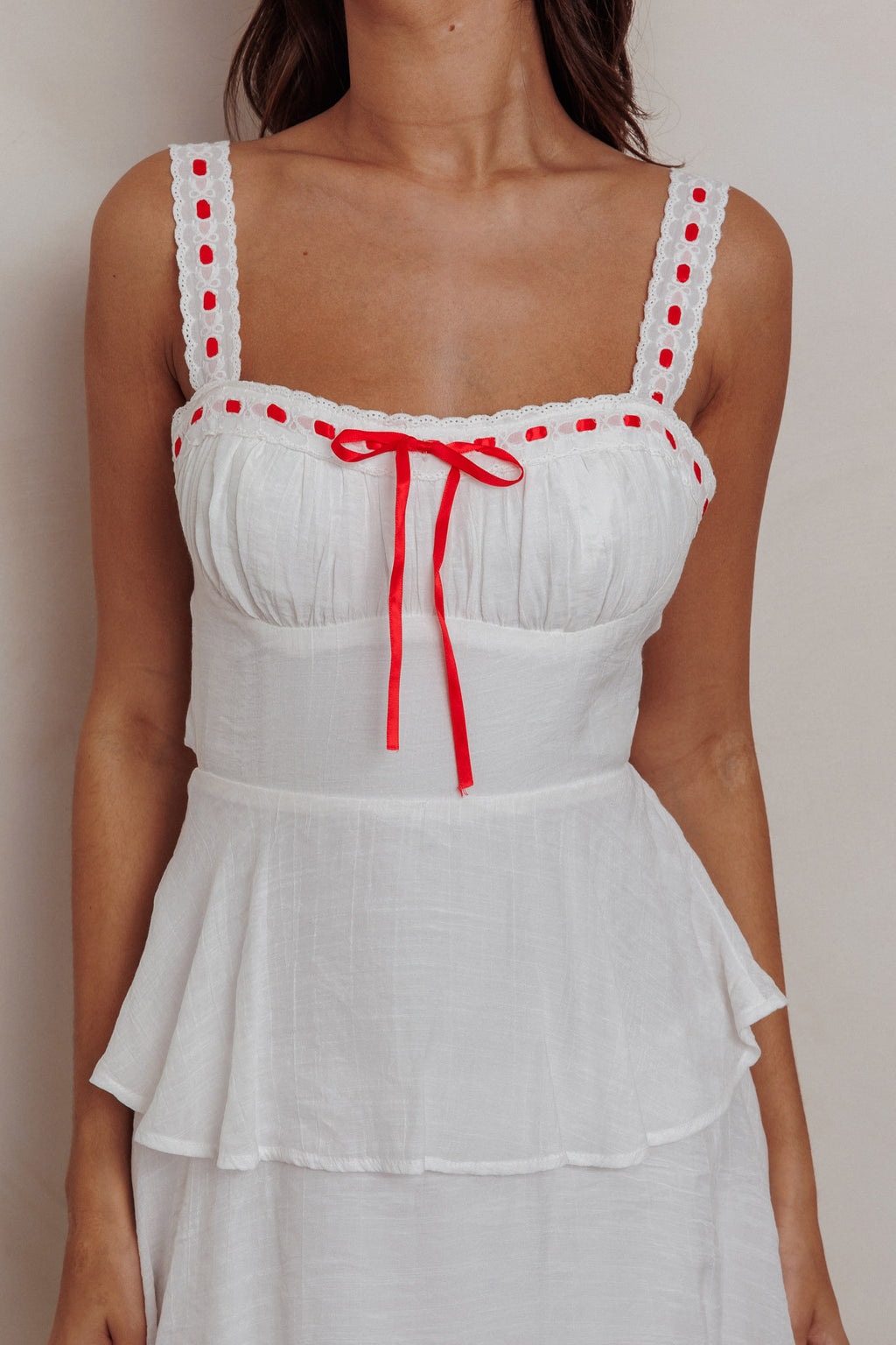 Provence Bloom Tiered Ruffle Maxi Dress Off White by Selfie Leslie