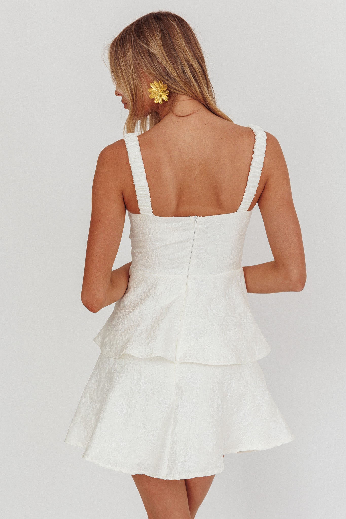 Provence Bloom Peplum Mini Dress Cream by Selfie Leslie