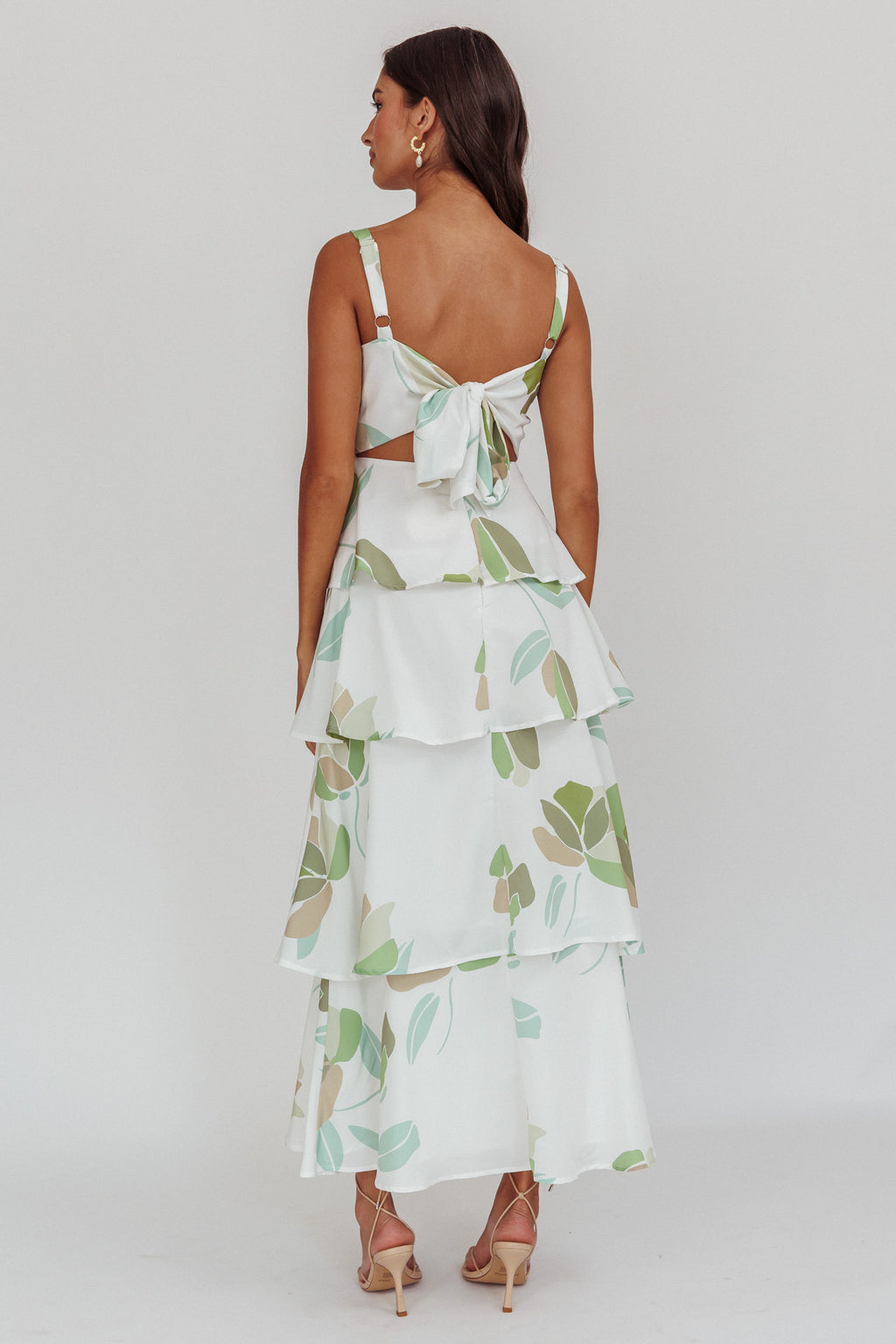 Provence Bloom Tiered Floral Maxi Dress Green by Selfie Leslie