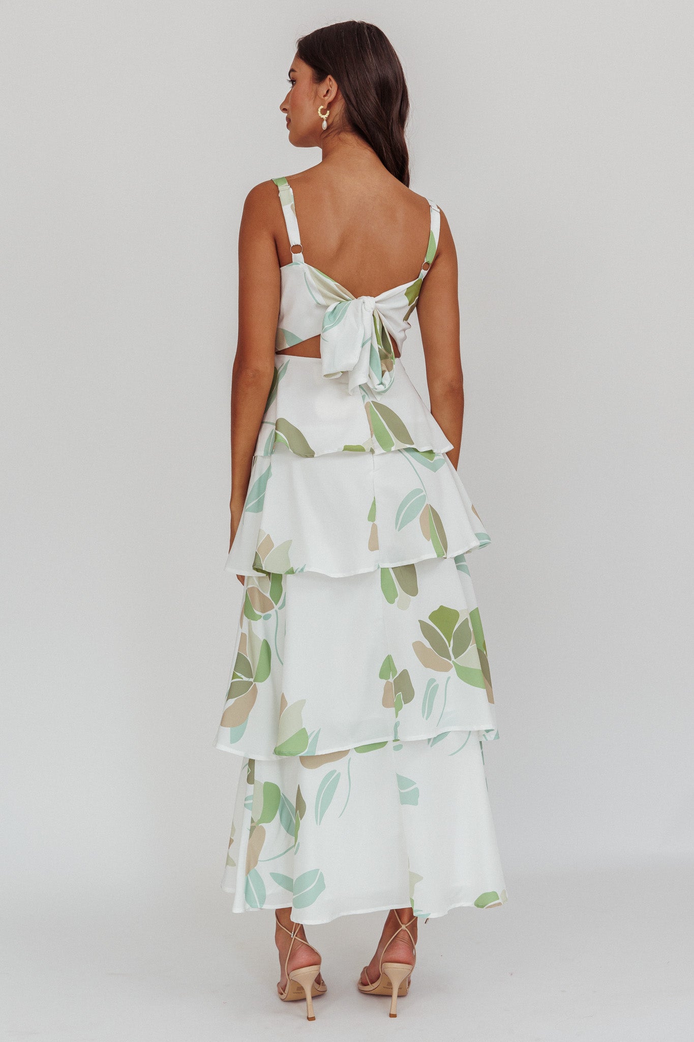 Provence Bloom Tiered Floral Maxi Dress Green by Selfie Leslie