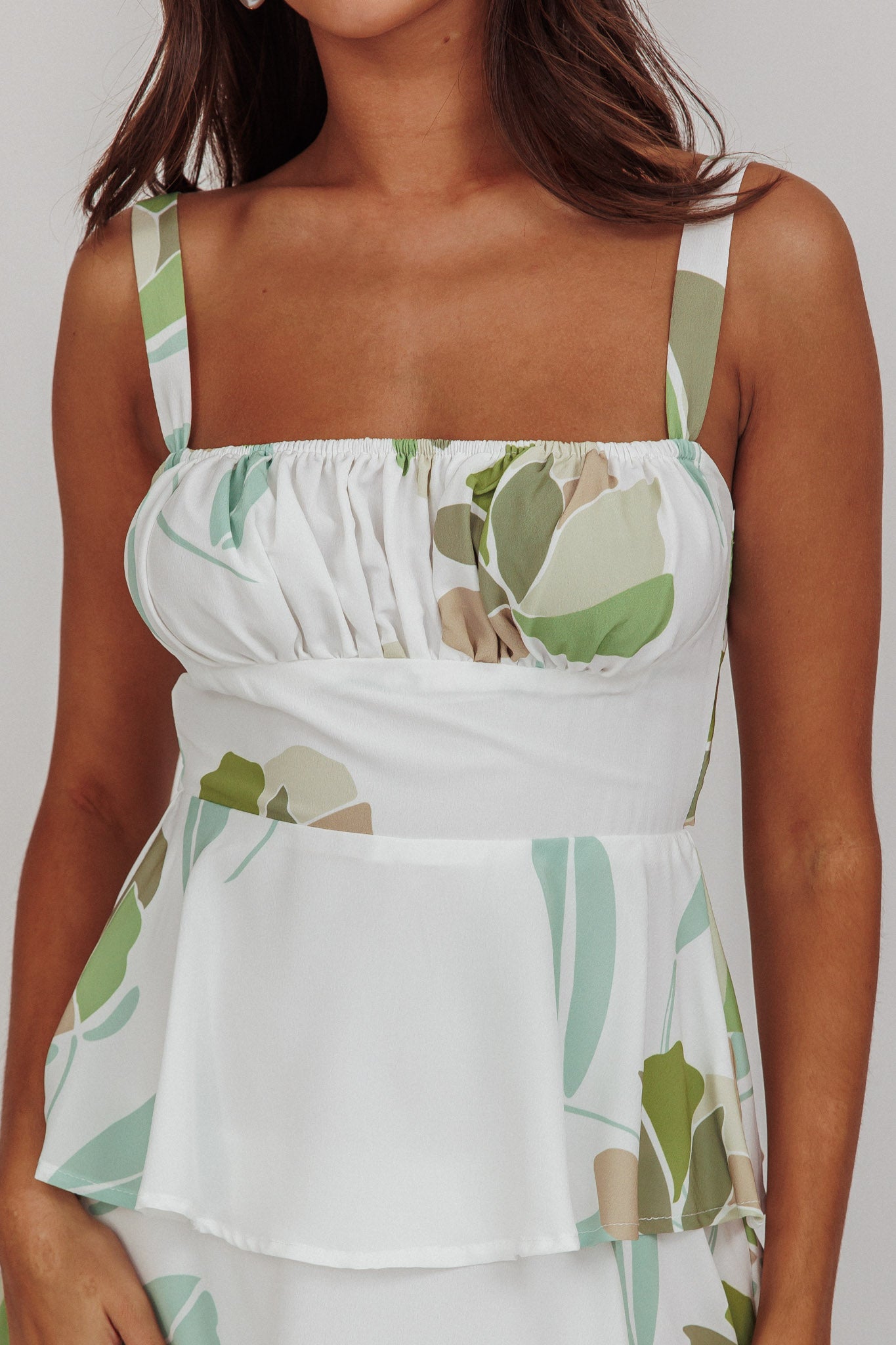 Provence Bloom Tiered Floral Maxi Dress Green by Selfie Leslie
