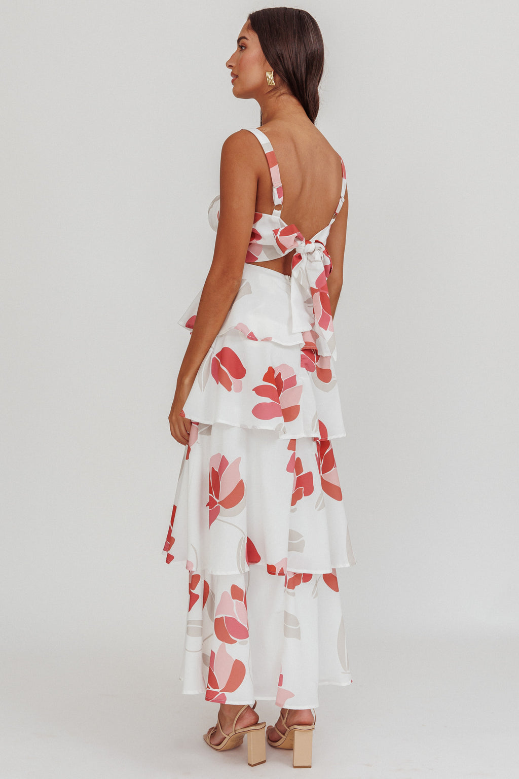 Provence Bloom Tiered Floral Maxi Dress Rose by Selfie Leslie