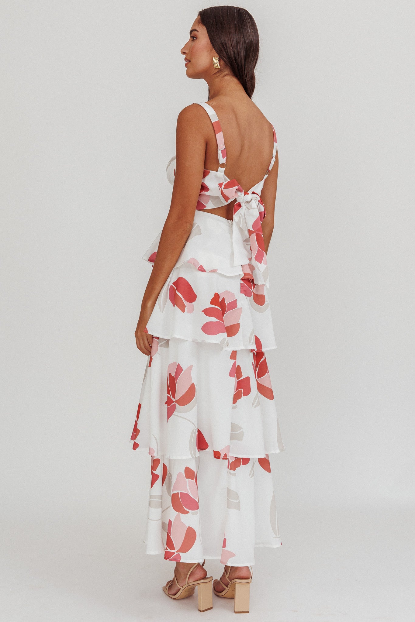 Provence Bloom Tiered Floral Maxi Dress Rose by Selfie Leslie