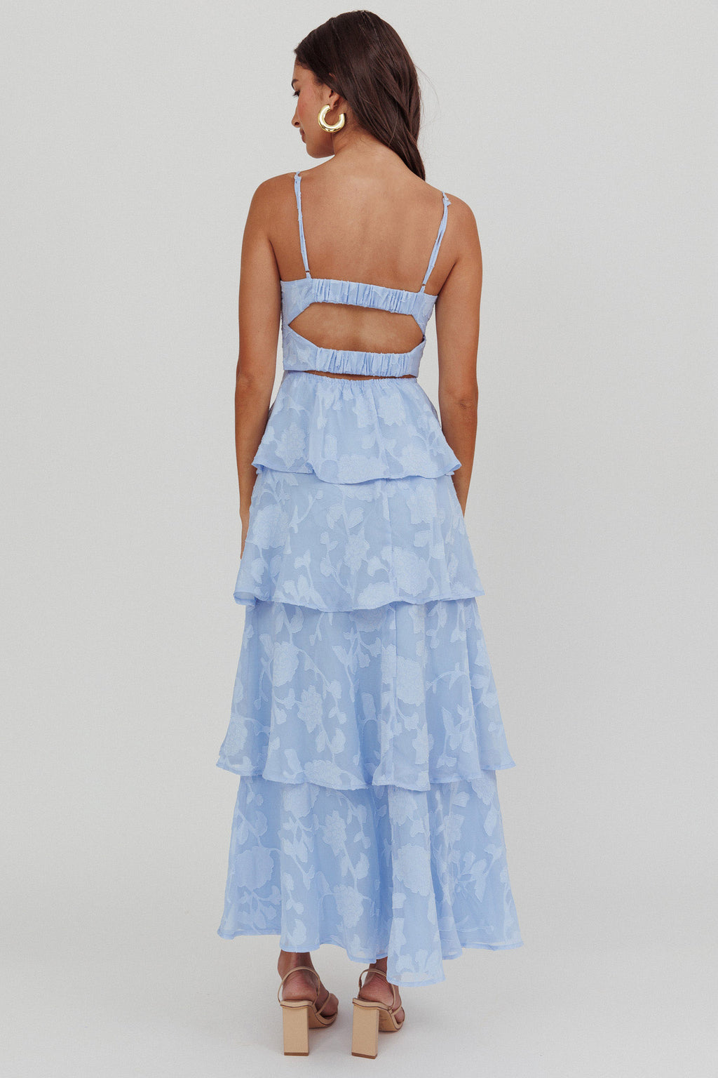 Provence Bloom Tiered Maxi Dress Blue by Selfie Leslie