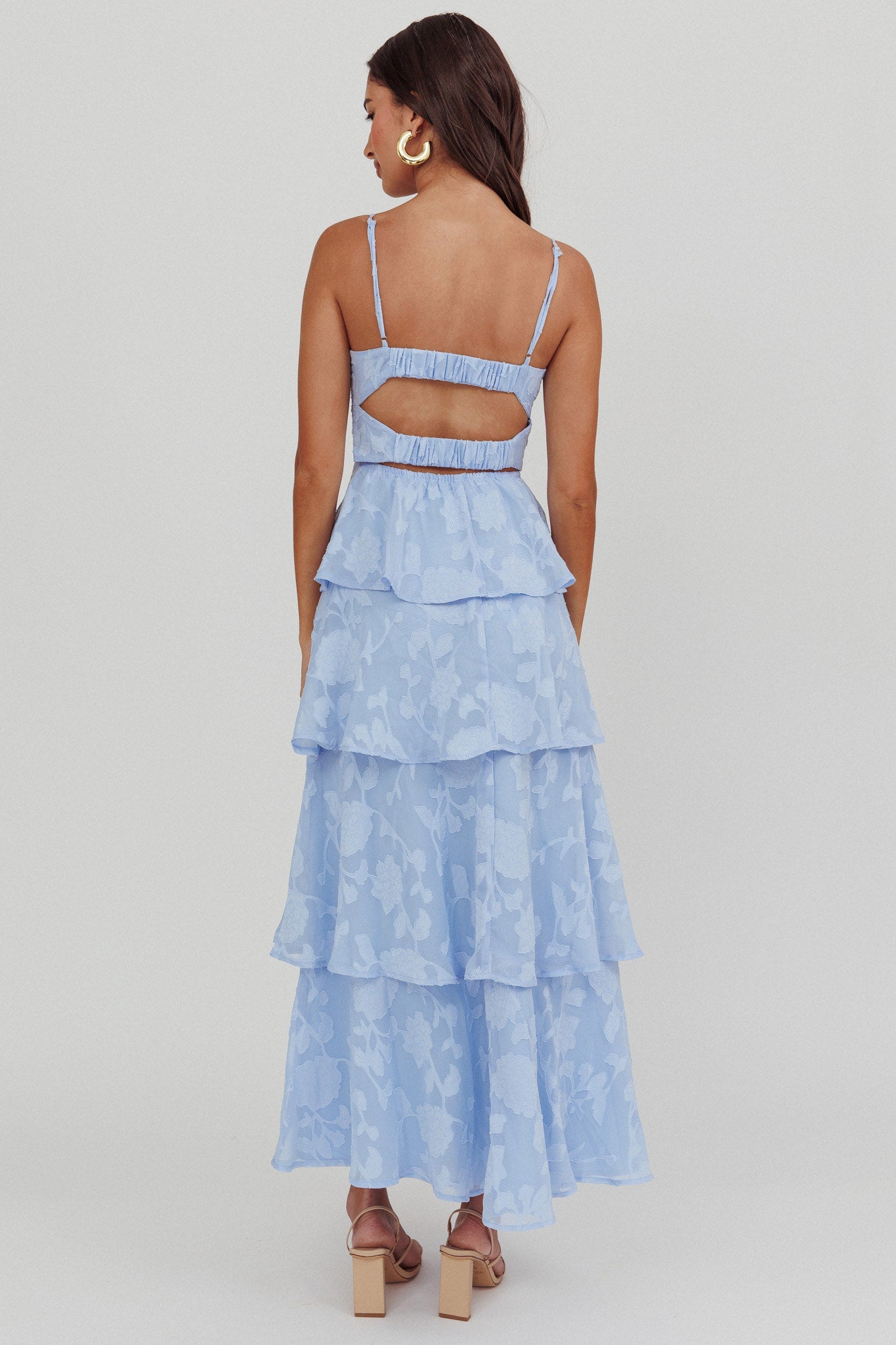 Provence Bloom Tiered Maxi Dress Blue by Selfie Leslie