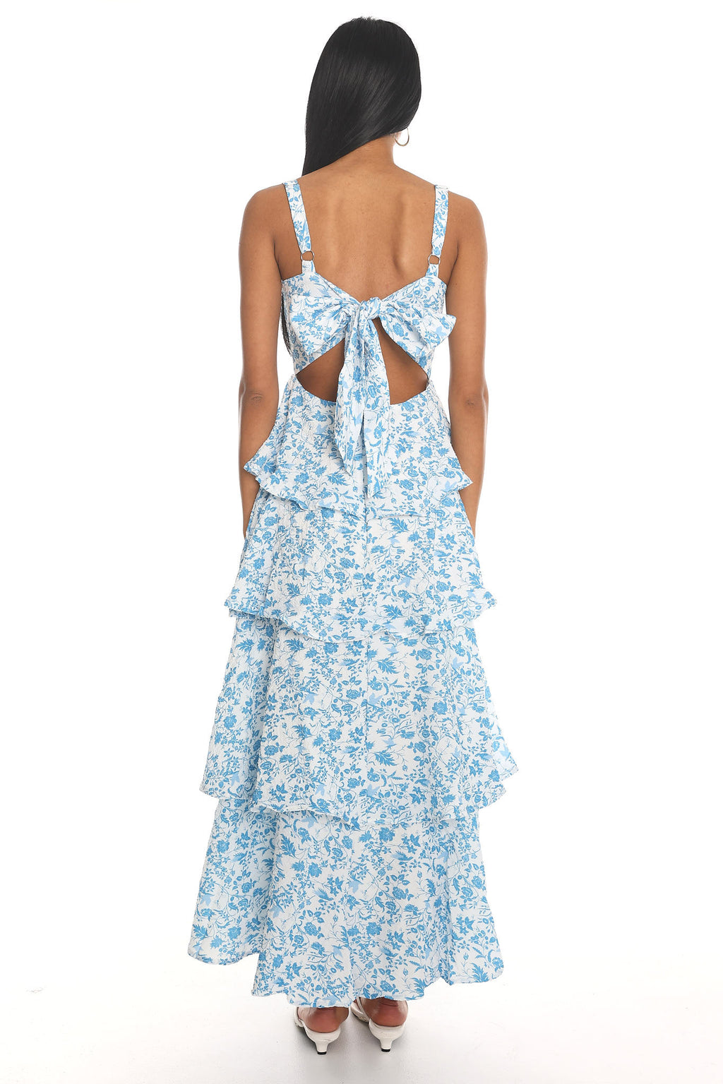 Provence Bloom Tiered Midi Dress Floral Blue by Selfie Leslie