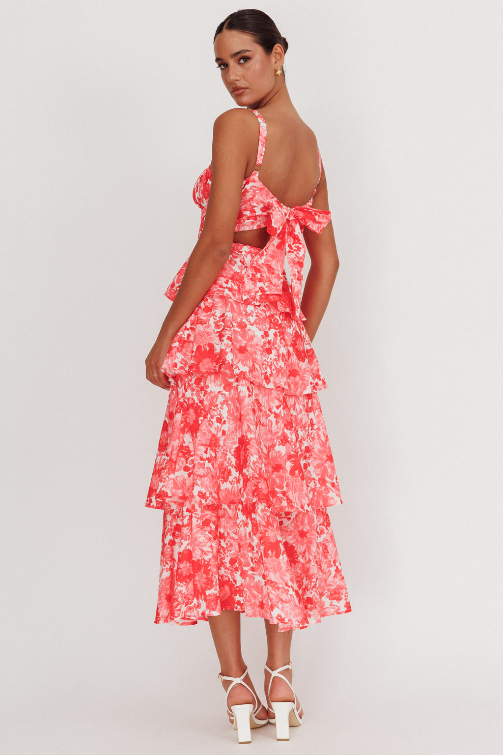 Provence Bloom Tiered Floral Maxi Dress Pink by Selfie Leslie