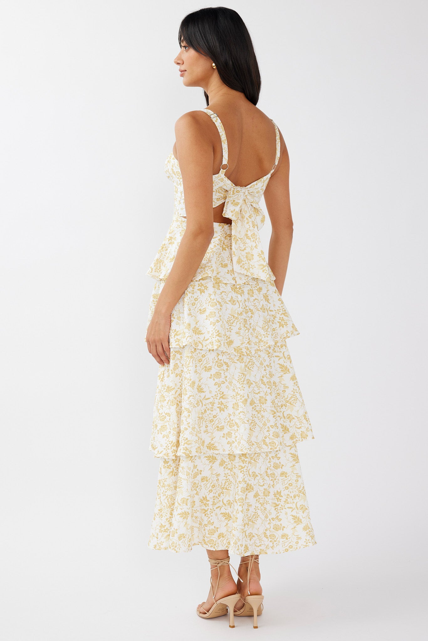 provence bloom tiered midi dress floral orange Provence Bloom Tiered Midi Dress Floral Orange