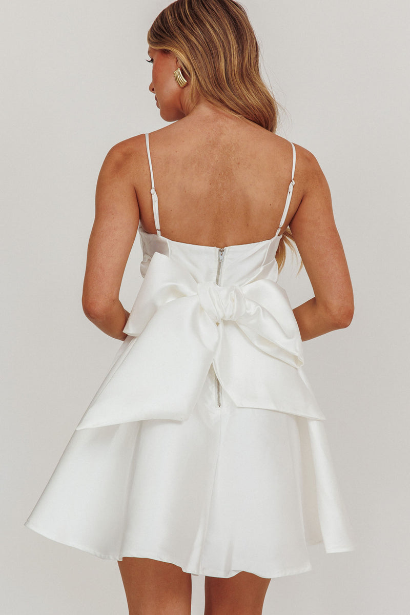 The Scarlett Bow Mini Dress - White main image 1