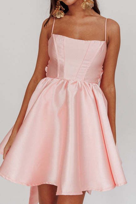 Athens Floral Bow Mini Dress Pink