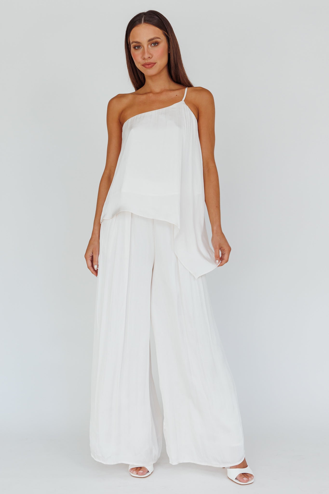Pollina Wide Leg Pants Cream by Selfie Leslie