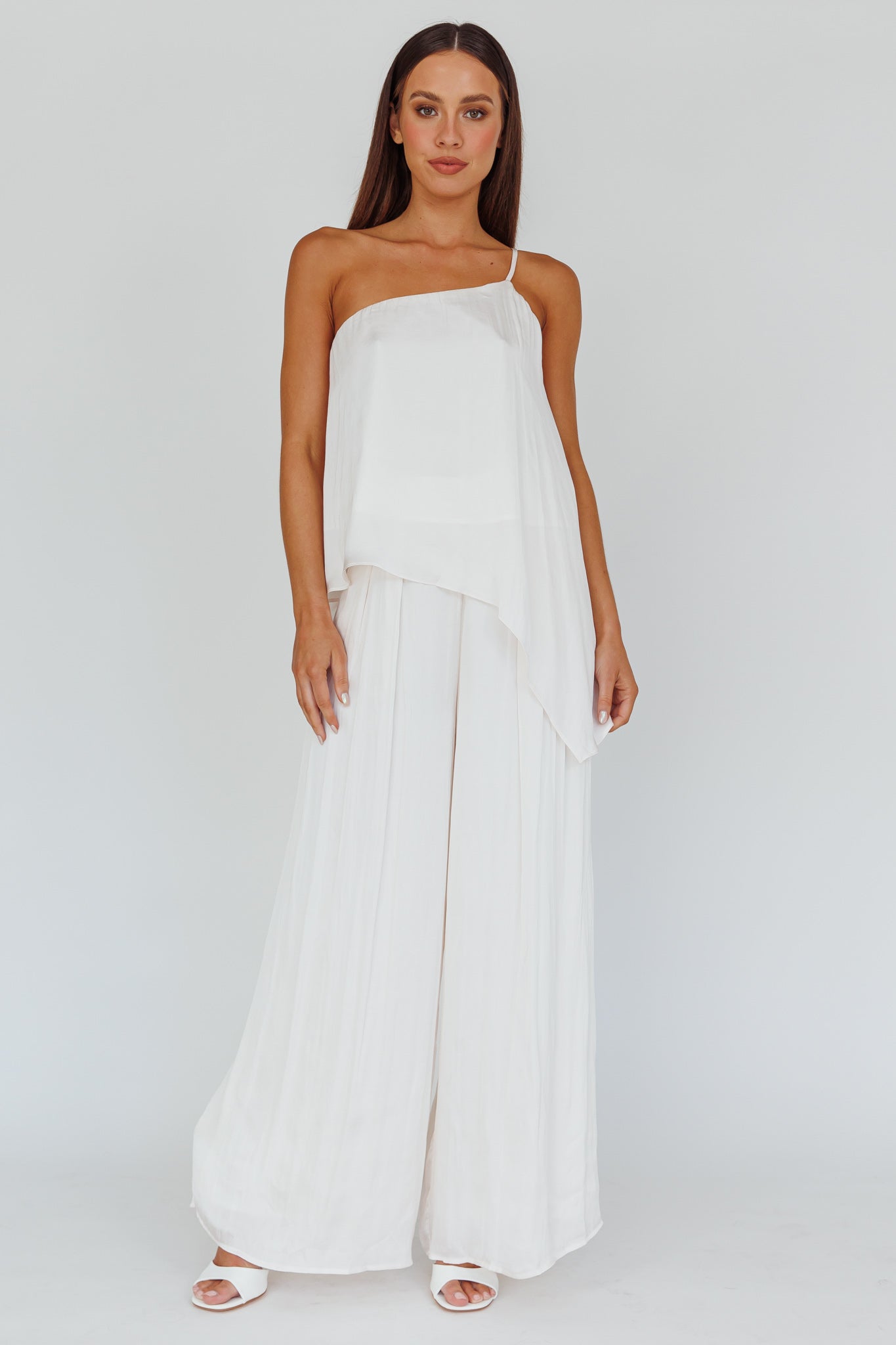 Pollina Wide Leg Pants Cream by Selfie Leslie