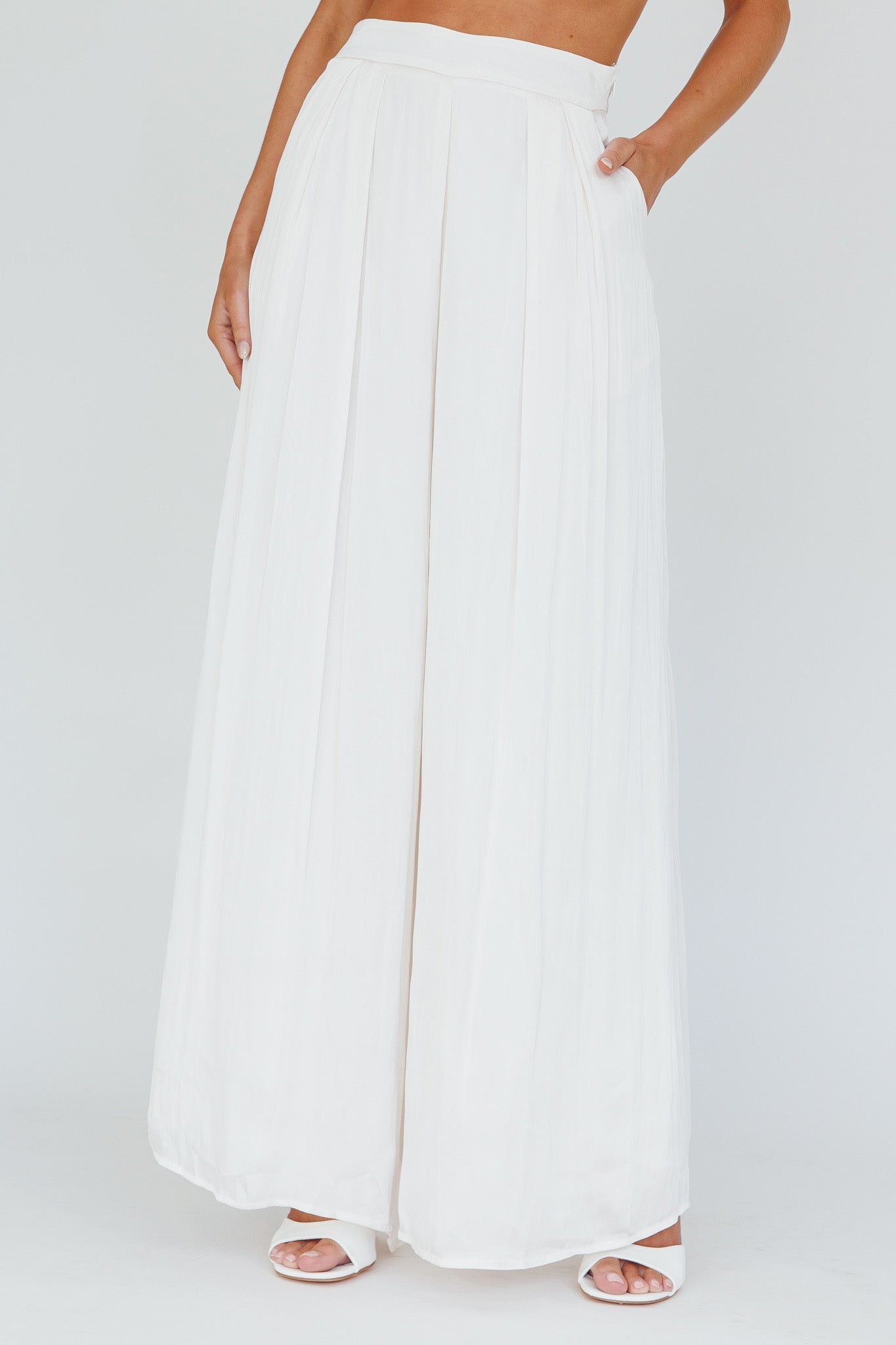 Pollina Wide Leg Pants Cream by Selfie Leslie