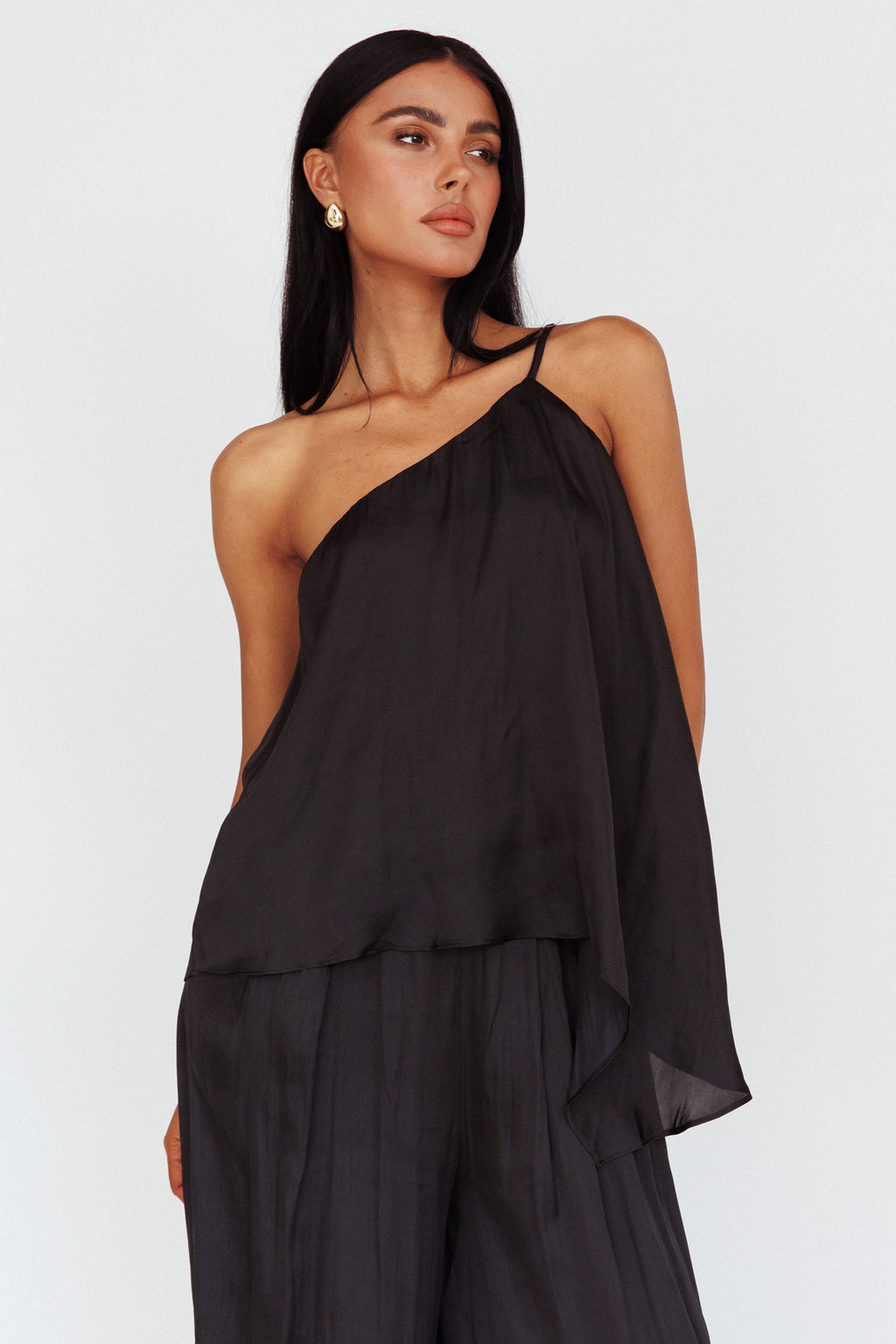 Pollina One Shoulder Top Black by Selfie Leslie