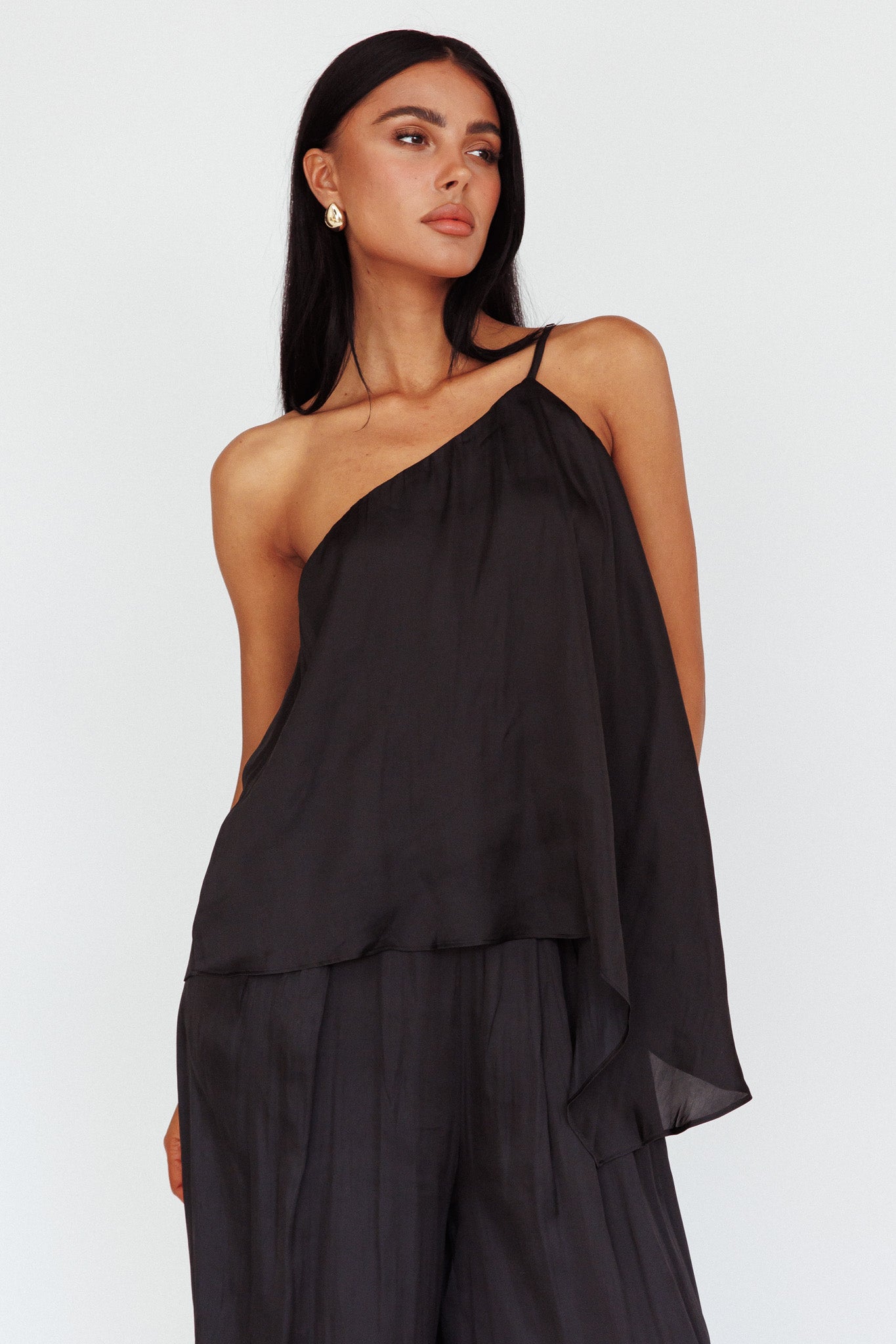 Pollina One Shoulder Top Black by Selfie Leslie