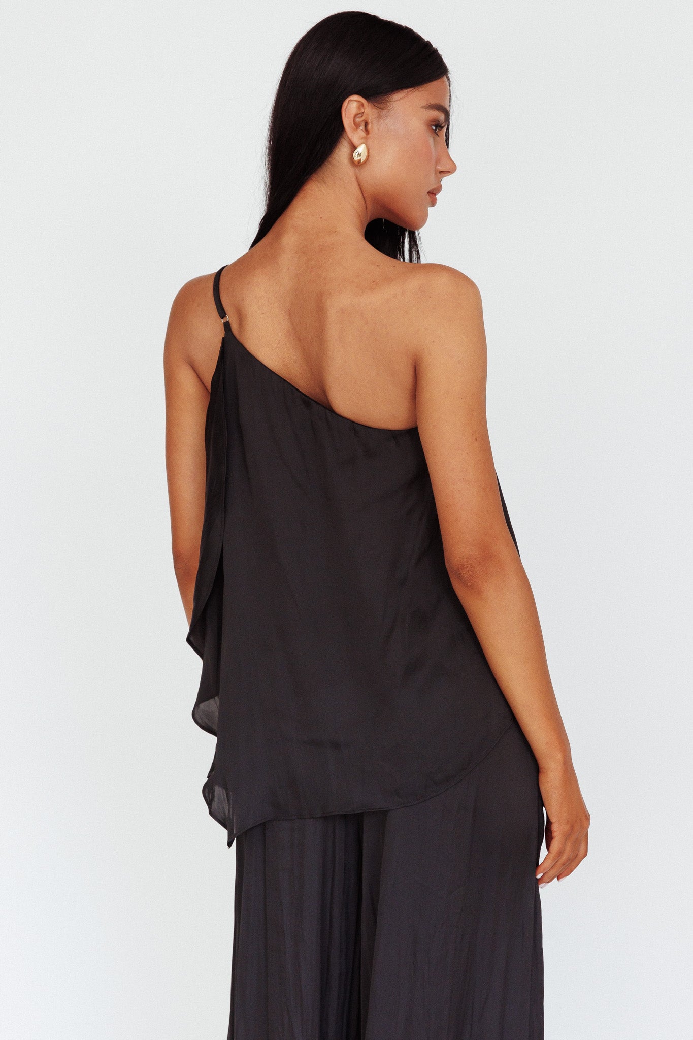 Pollina One Shoulder Top Black by Selfie Leslie