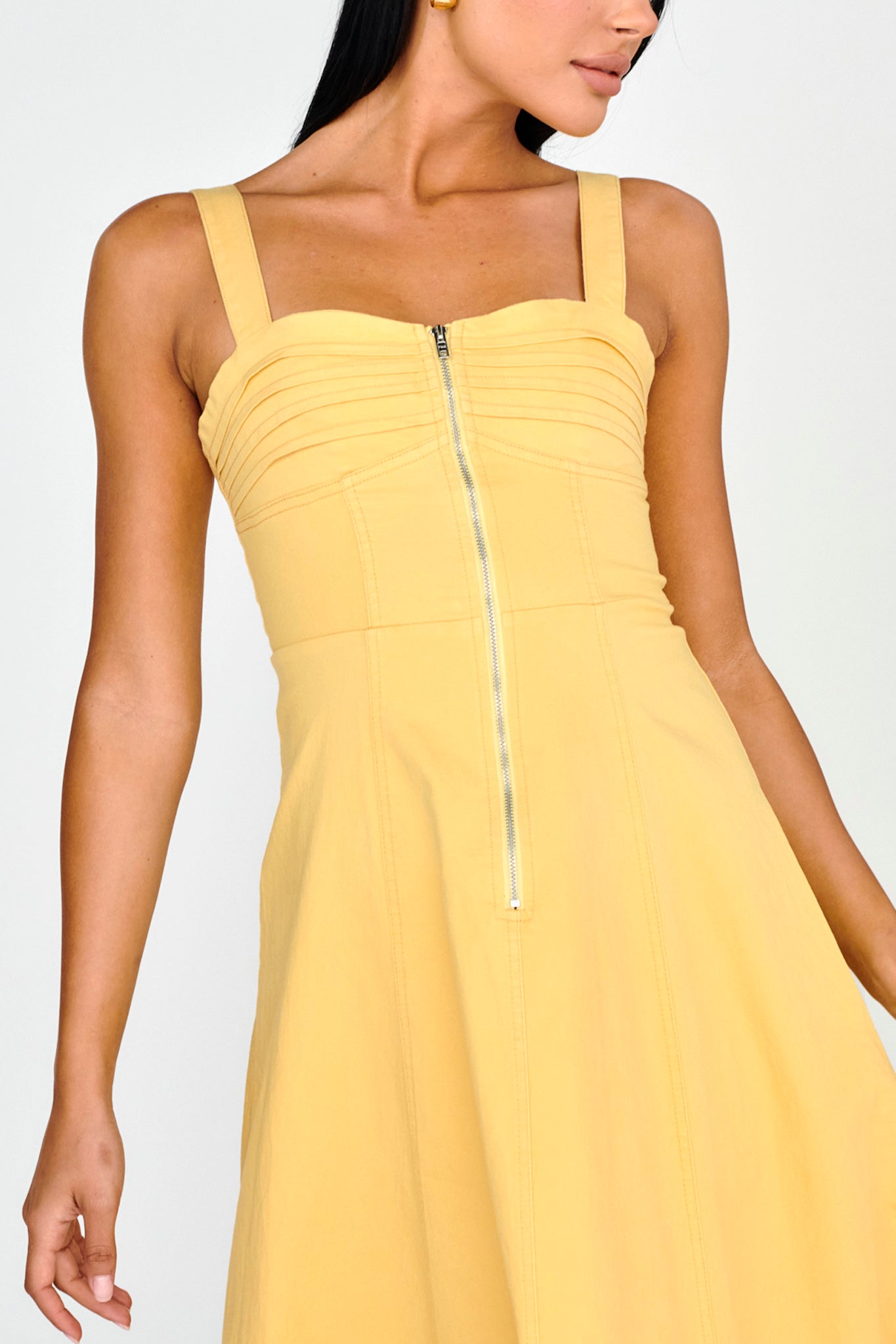Emilio Pleated Bust A-Line Midi Dress Yellow by Selfie Leslie