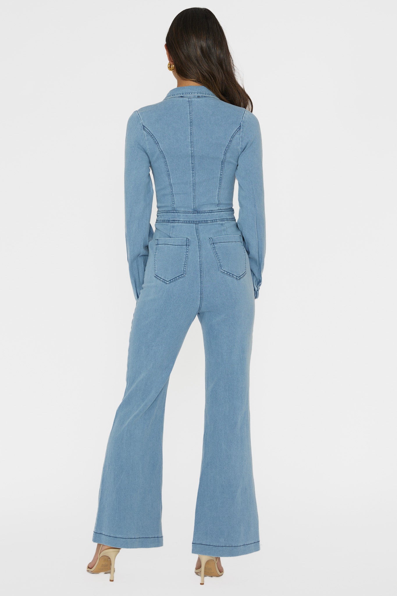 Shop the Emilio Long Sleeve Jumpsuit Denim Blue