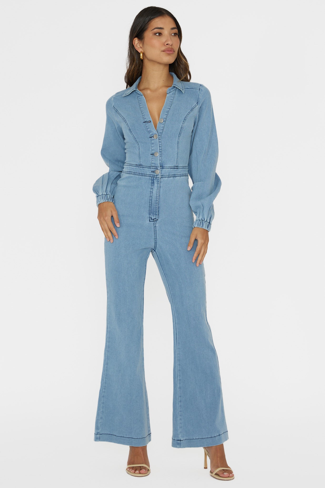Emilio Long Sleeve Jumpsuit Denim Blue– Selfie Leslie