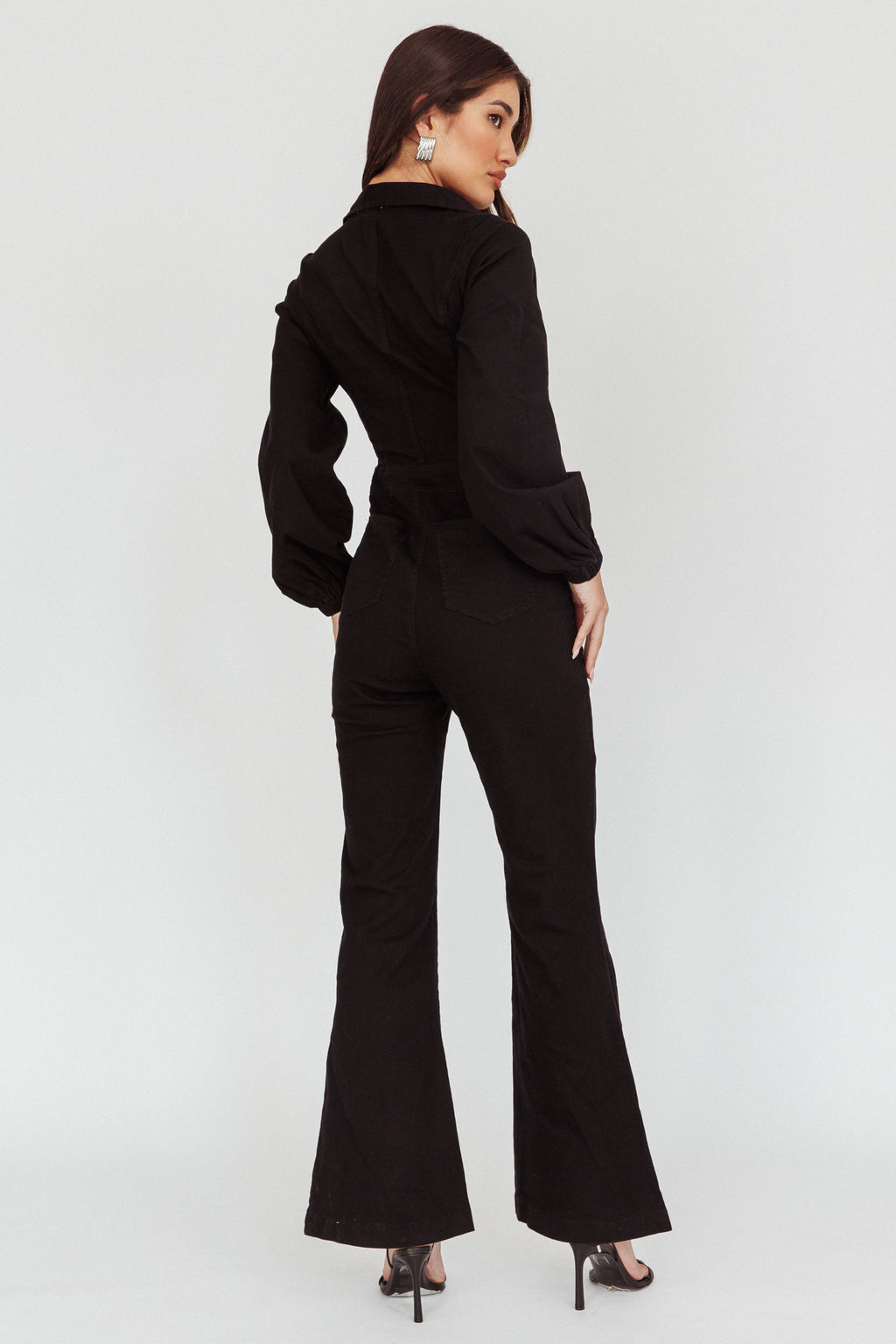 Emilio Long Sleeve Jumpsuit Denim Black by Selfie Leslie