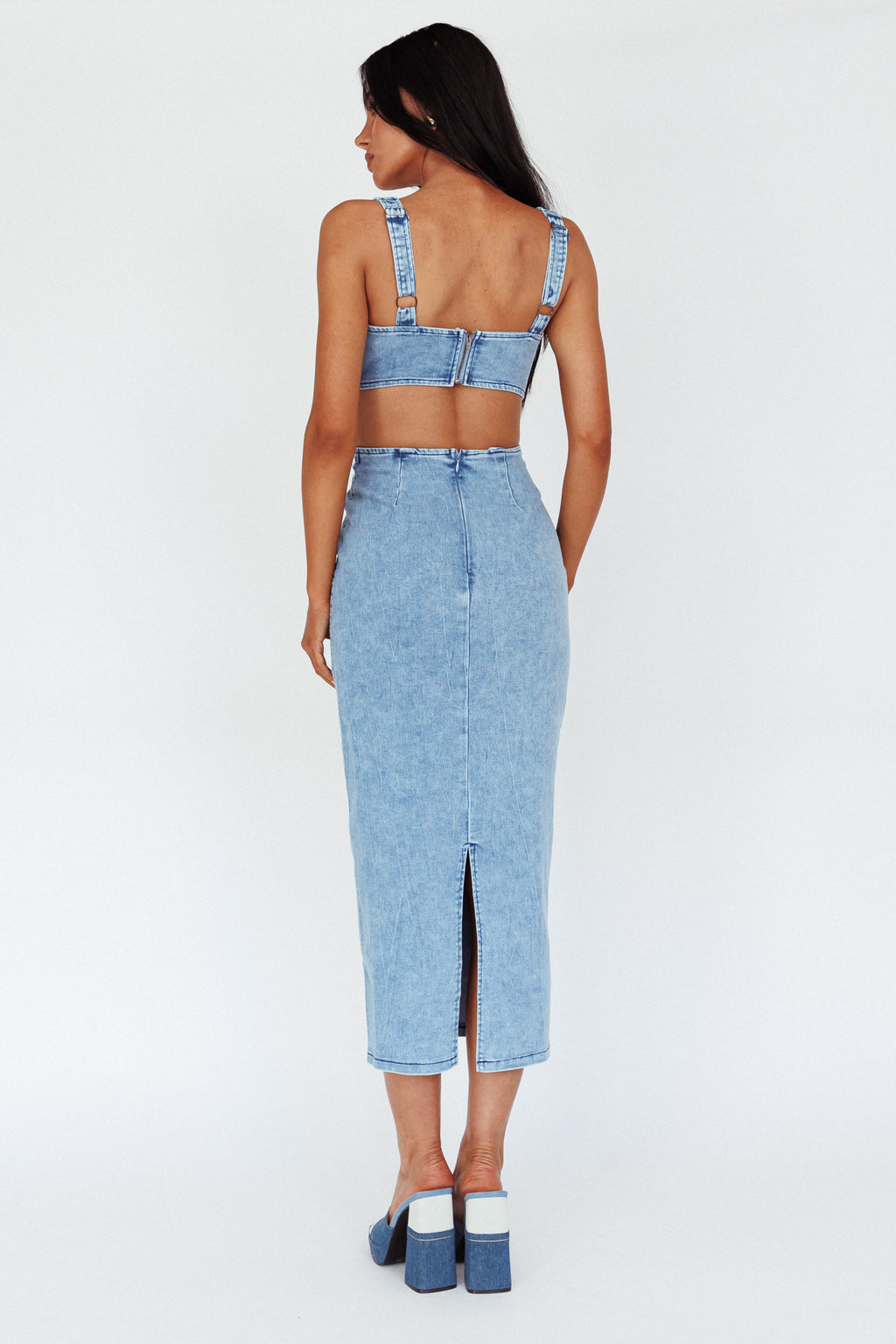 Kainani Cut-Out Waist Midi Dress Denim Blue by Selfie Leslie