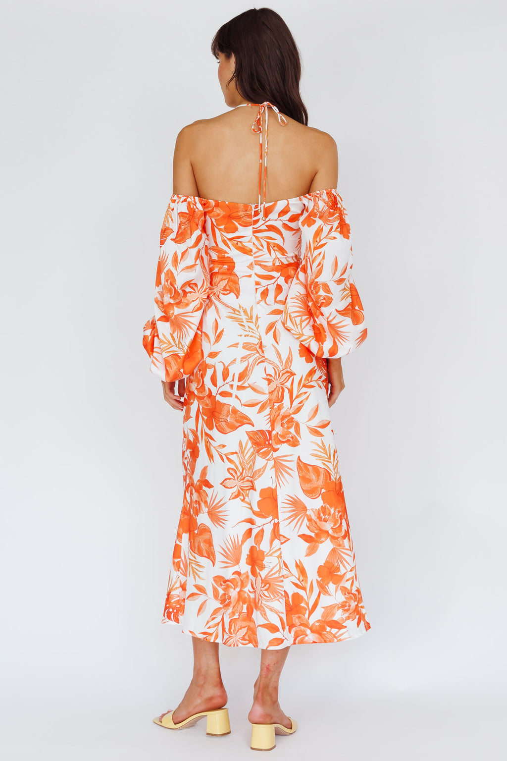 Nyree Long Sleeve Maxi Dress Tropical Orange by Selfie Leslie