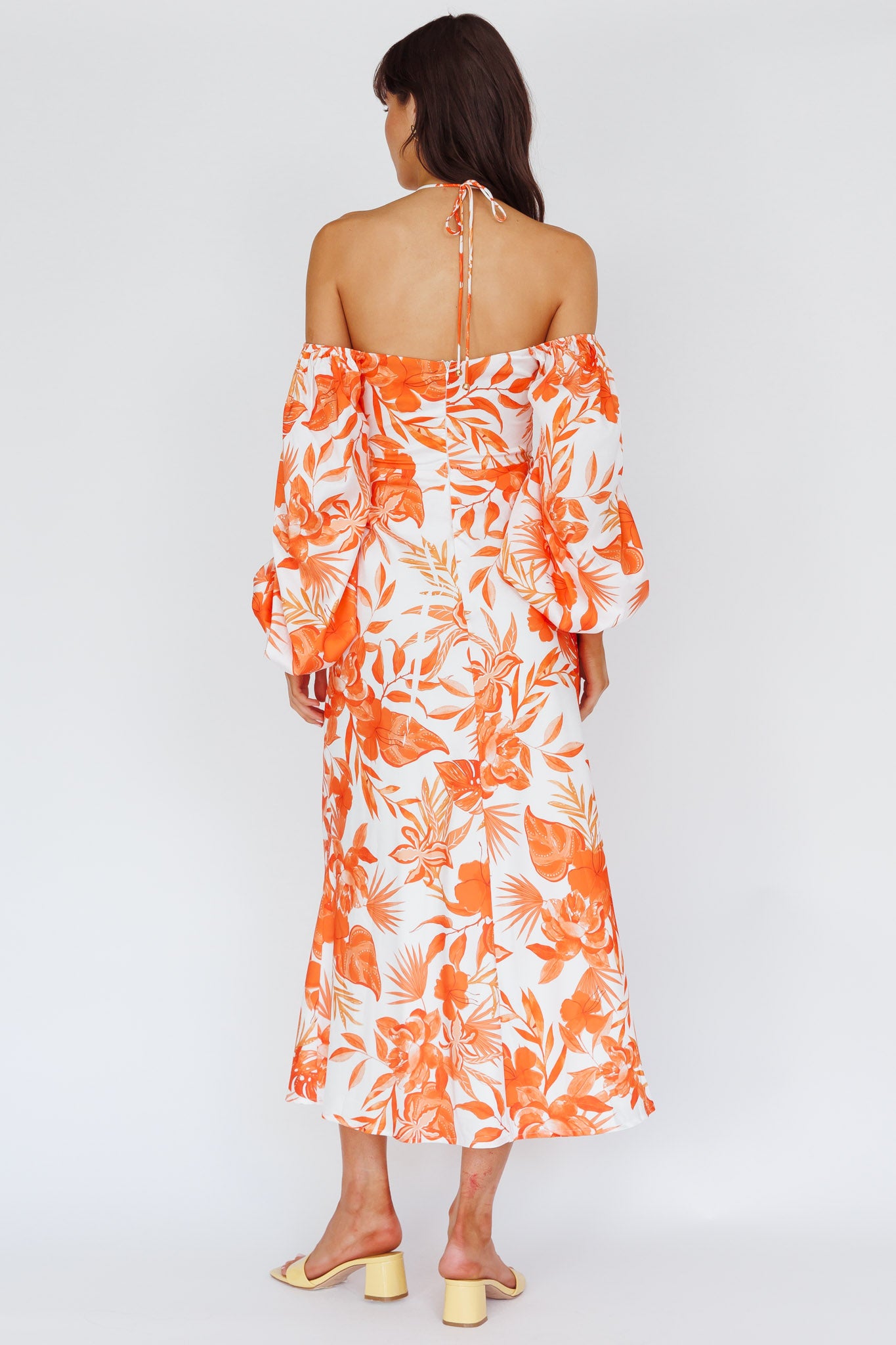 Nyree Long Sleeve Maxi Dress Tropical Orange by Selfie Leslie