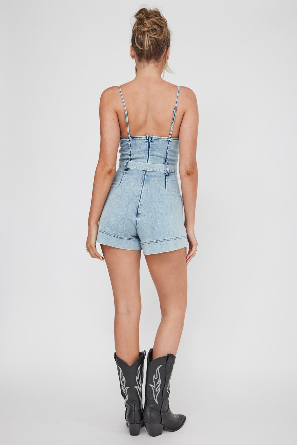 Laureen Pocket Romper Denim by Selfie Leslie