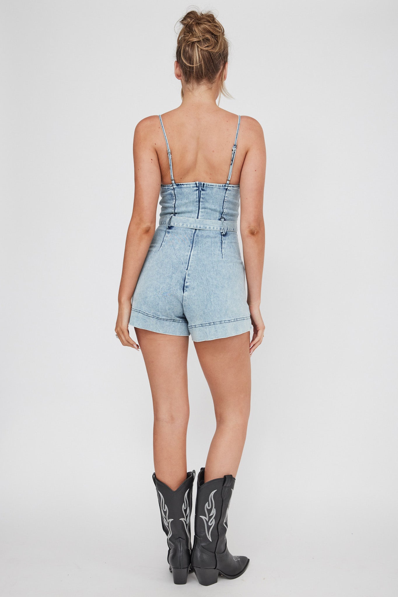 Laureen Pocket Romper Denim by Selfie Leslie