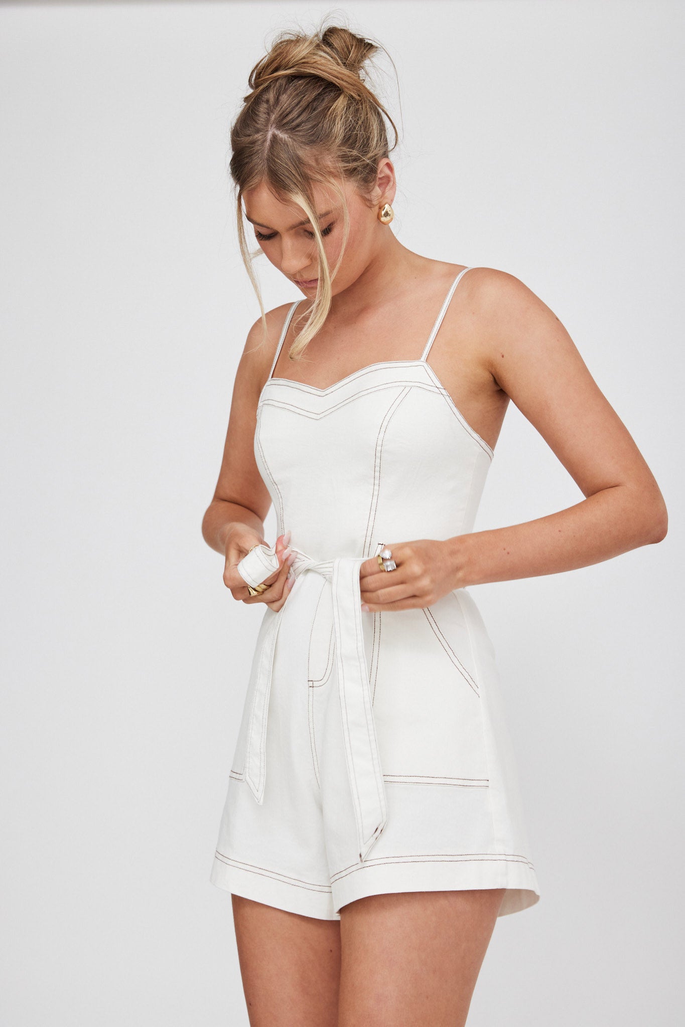 Laureen Pocket Romper White by Selfie Leslie