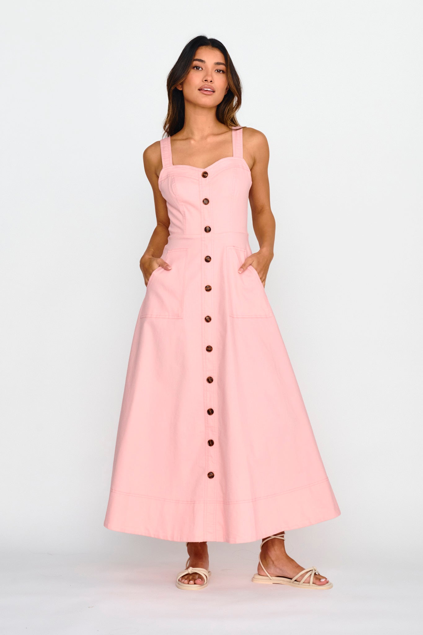 Laureen Pocket Maxi Dress Blush by Selfie Leslie