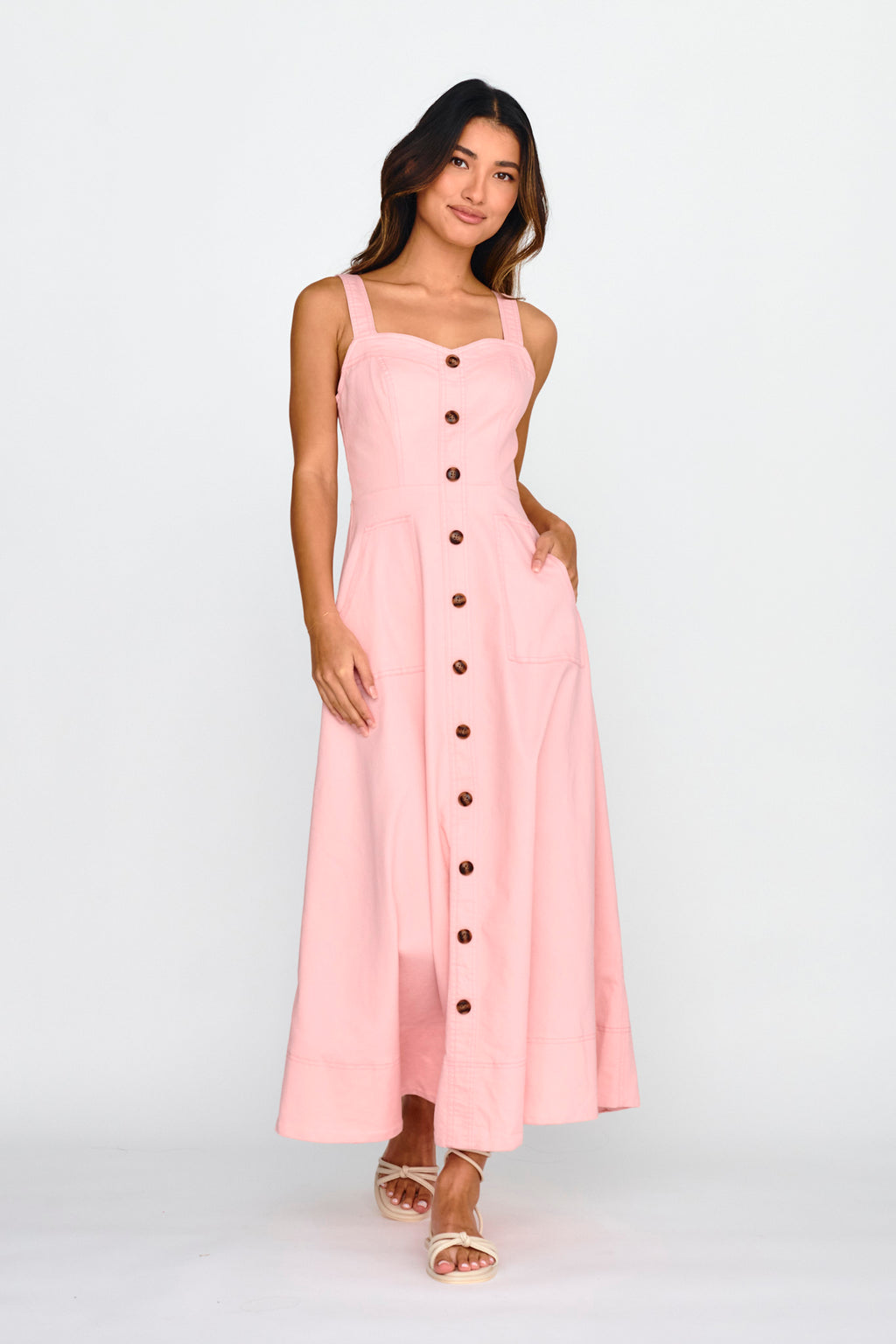 Laureen Pocket Maxi Dress Blush by Selfie Leslie