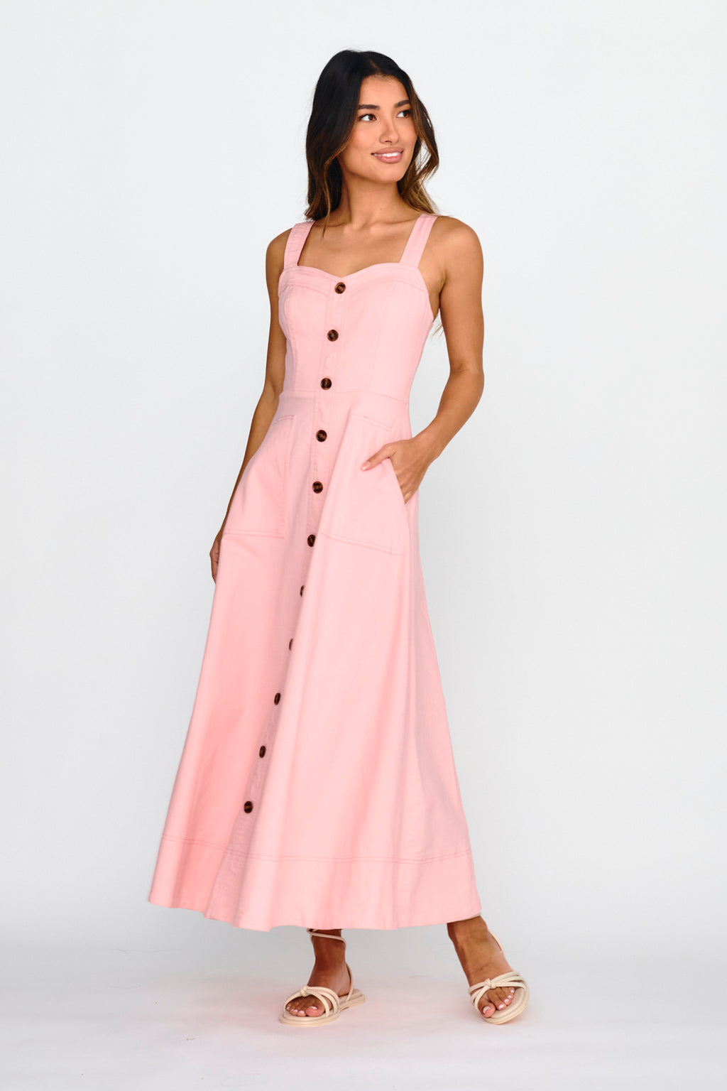 Laureen Pocket Maxi Dress Blush by Selfie Leslie