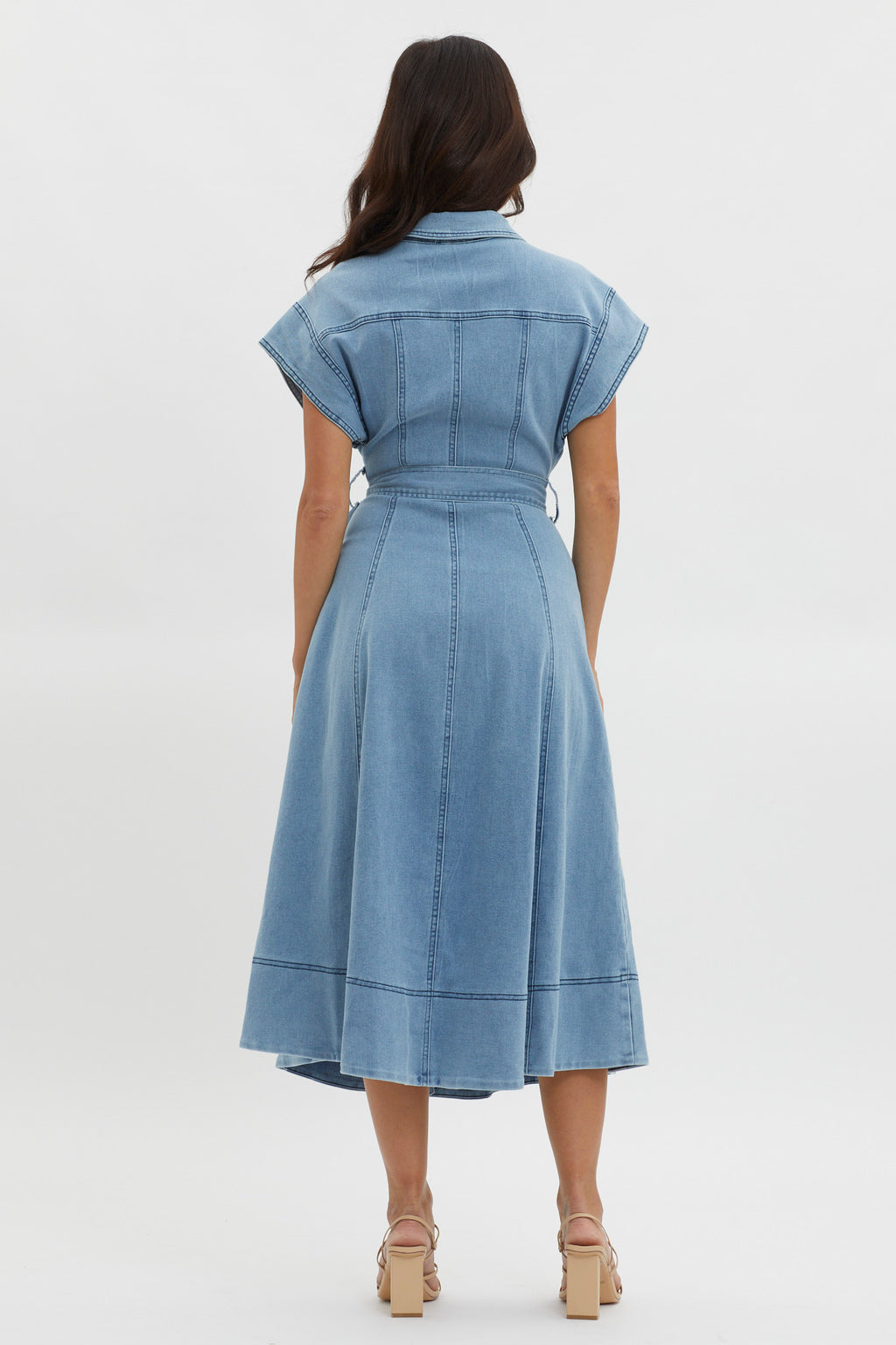 Laureen Short Sleeve Midi Dress Denim Blue by Selfie Leslie