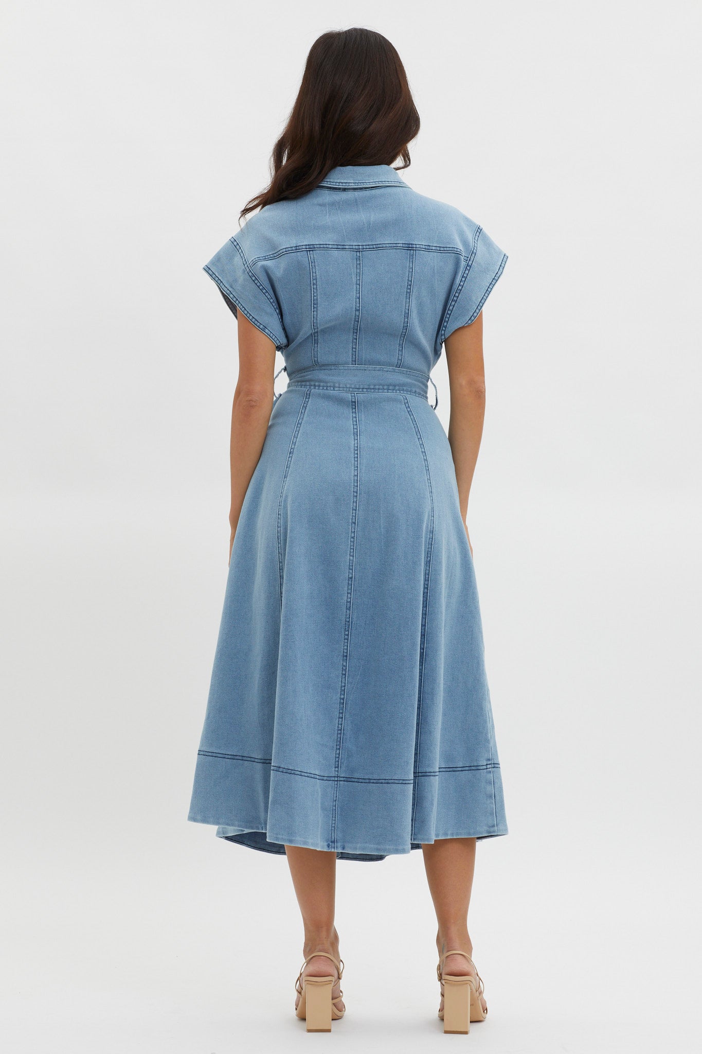 chinese dress ladies Hot girl design sense waist tube top raw edge denim dress temperament  Lee  Nhi Boutique