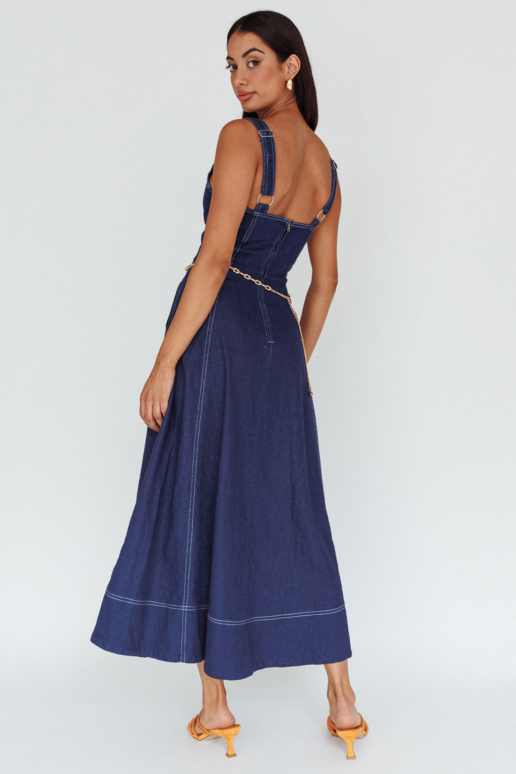 Laureen Pocket Maxi Dress Denim Indigo by Selfie Leslie