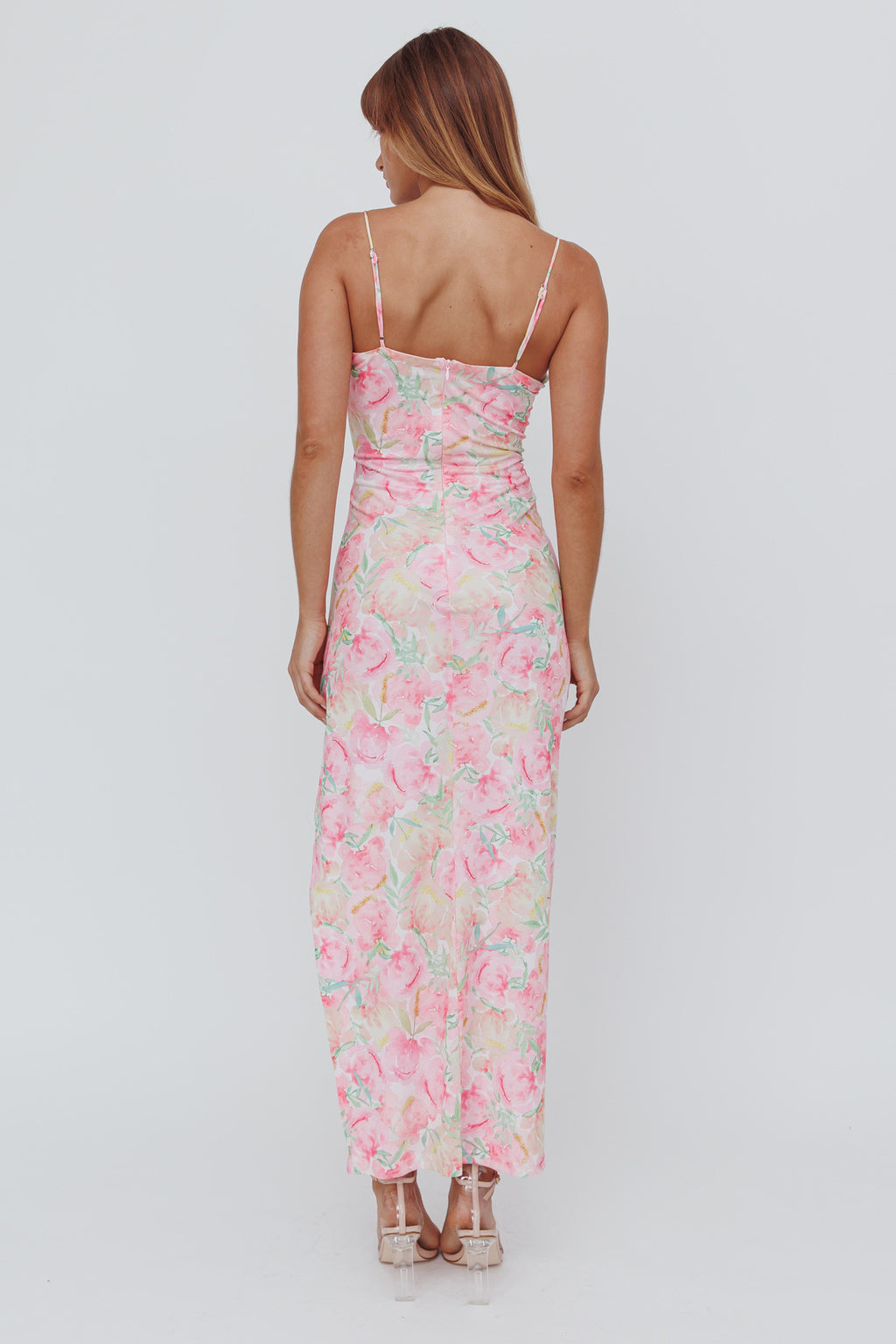 Catriona Split Ruffle Midi Dress Floral Yellow by Selfie Leslie