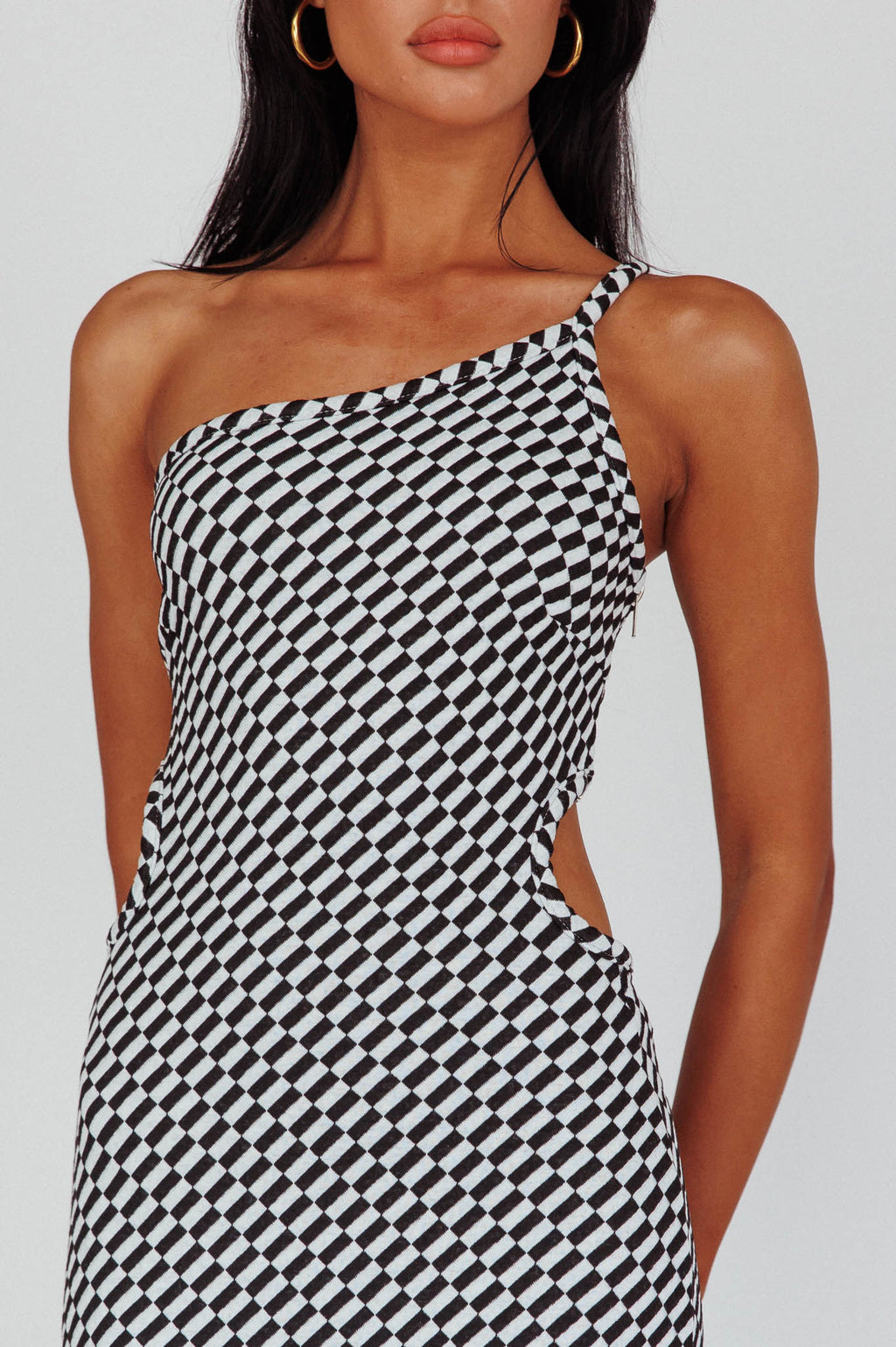 Cinzia One-Shoulder Cut-Out Midi Dress Black by Selfie Leslie